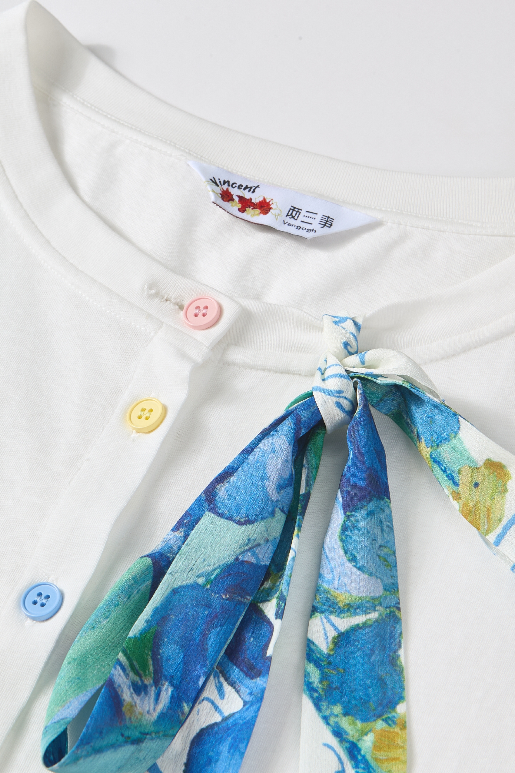 Printed Ribbon Detail Knit Top