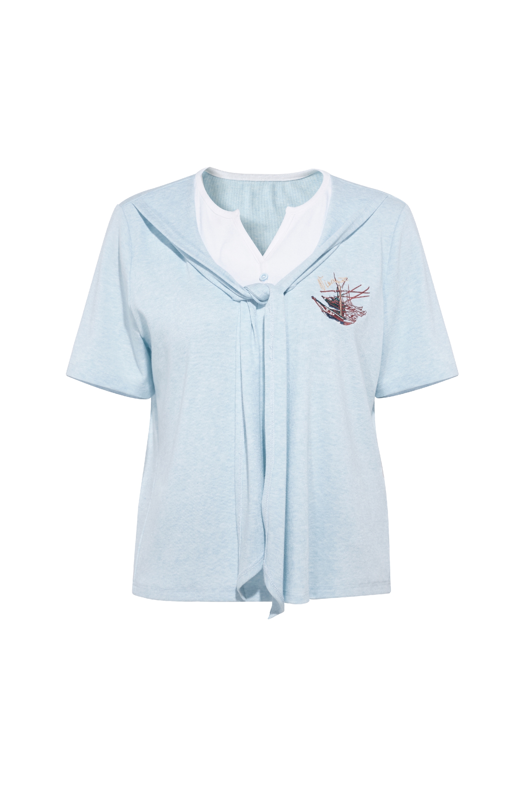 Printed Short Sleeve Knit Top