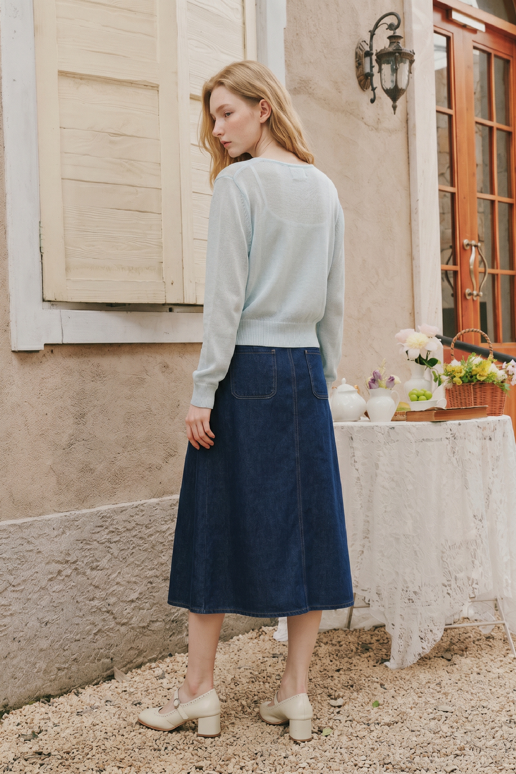 Waist Cinched Embroidered Knit Top