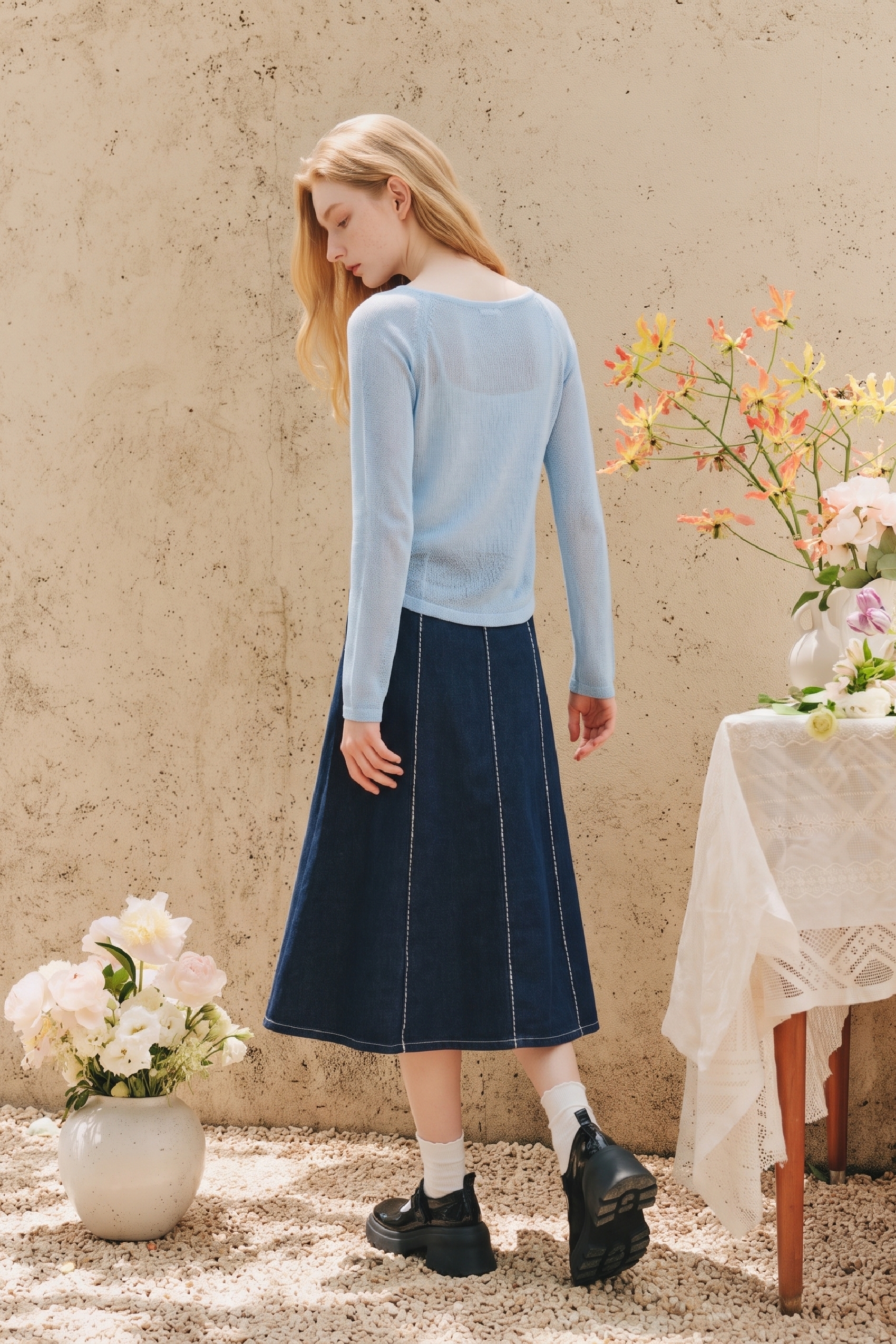 Hollow Out Long Sleeve Knit Sweater