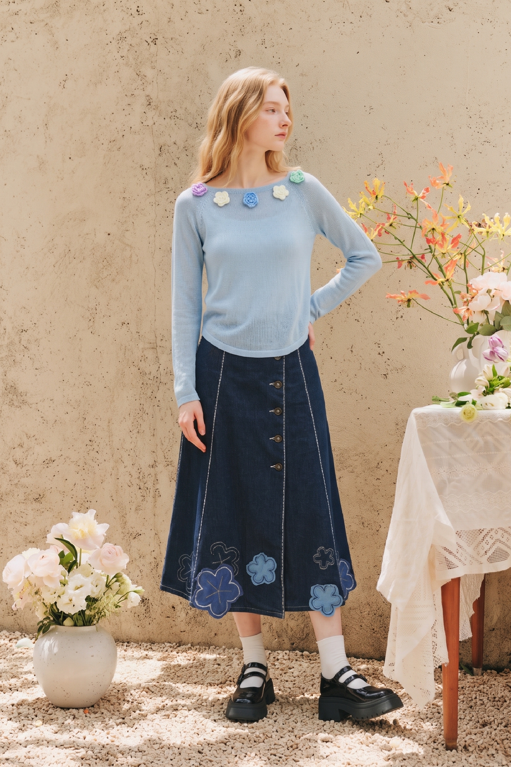 Hollow Out Long Sleeve Knit Sweater