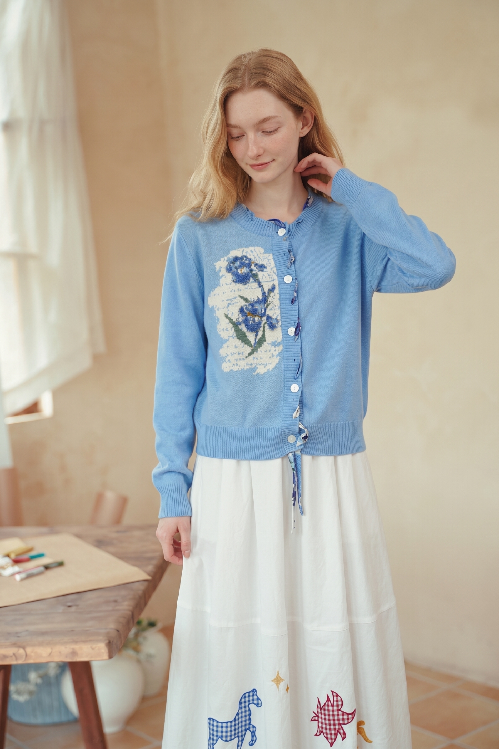 Printed Knit Cardigan-LYONSENS