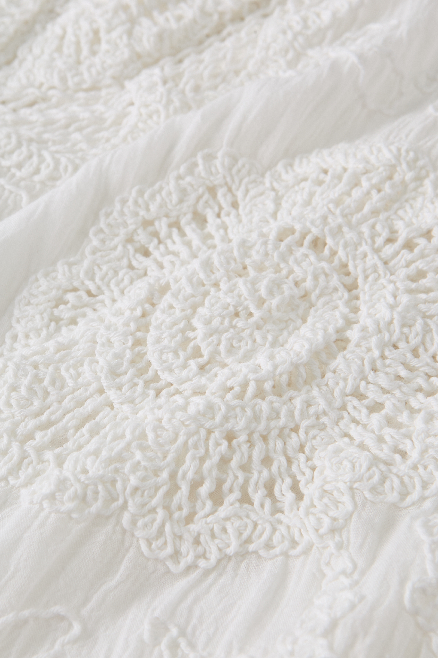 White Lace Crochet Cardigan with V-Neck-LYONSENS