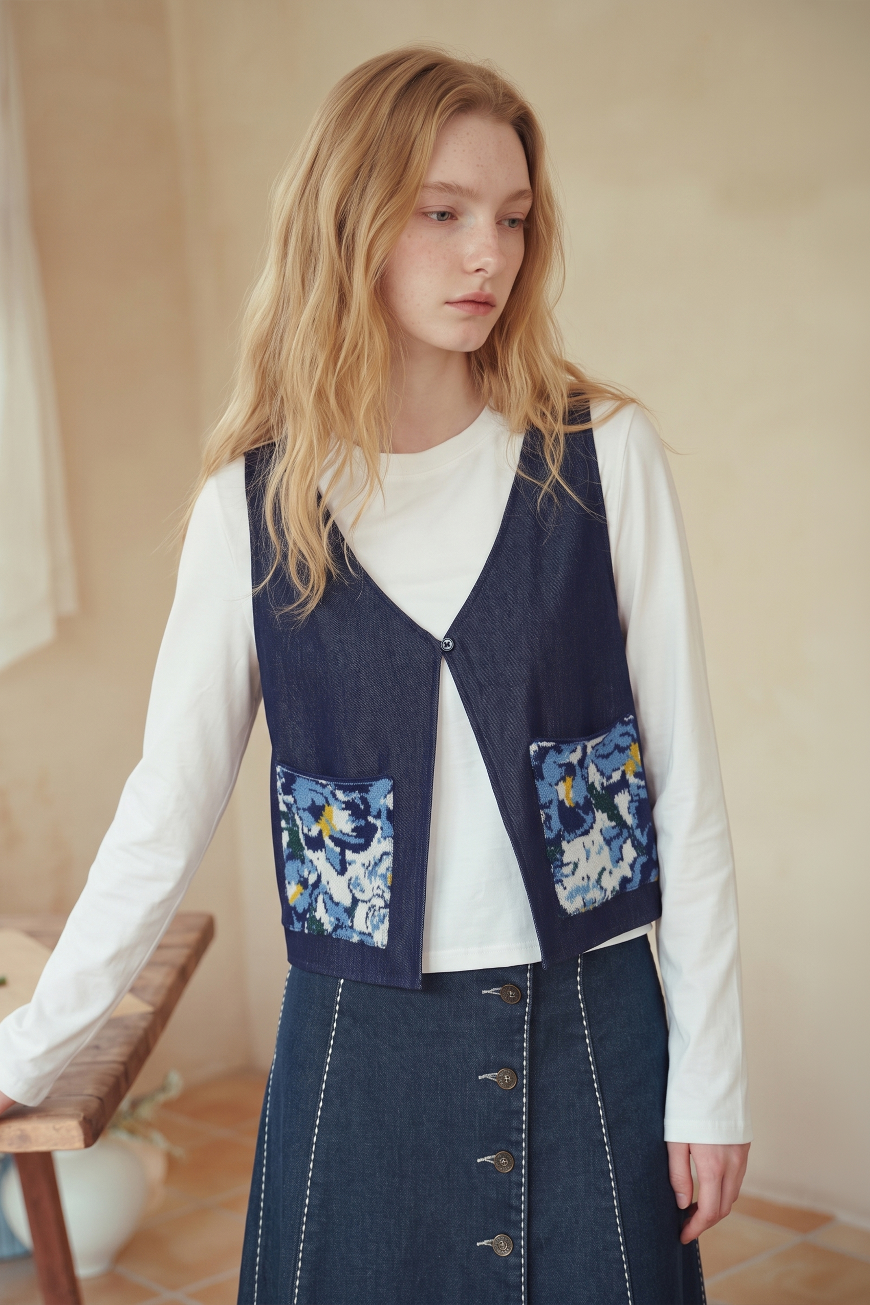 Spliced Knit Long‑sleeve Top-LYONSENS