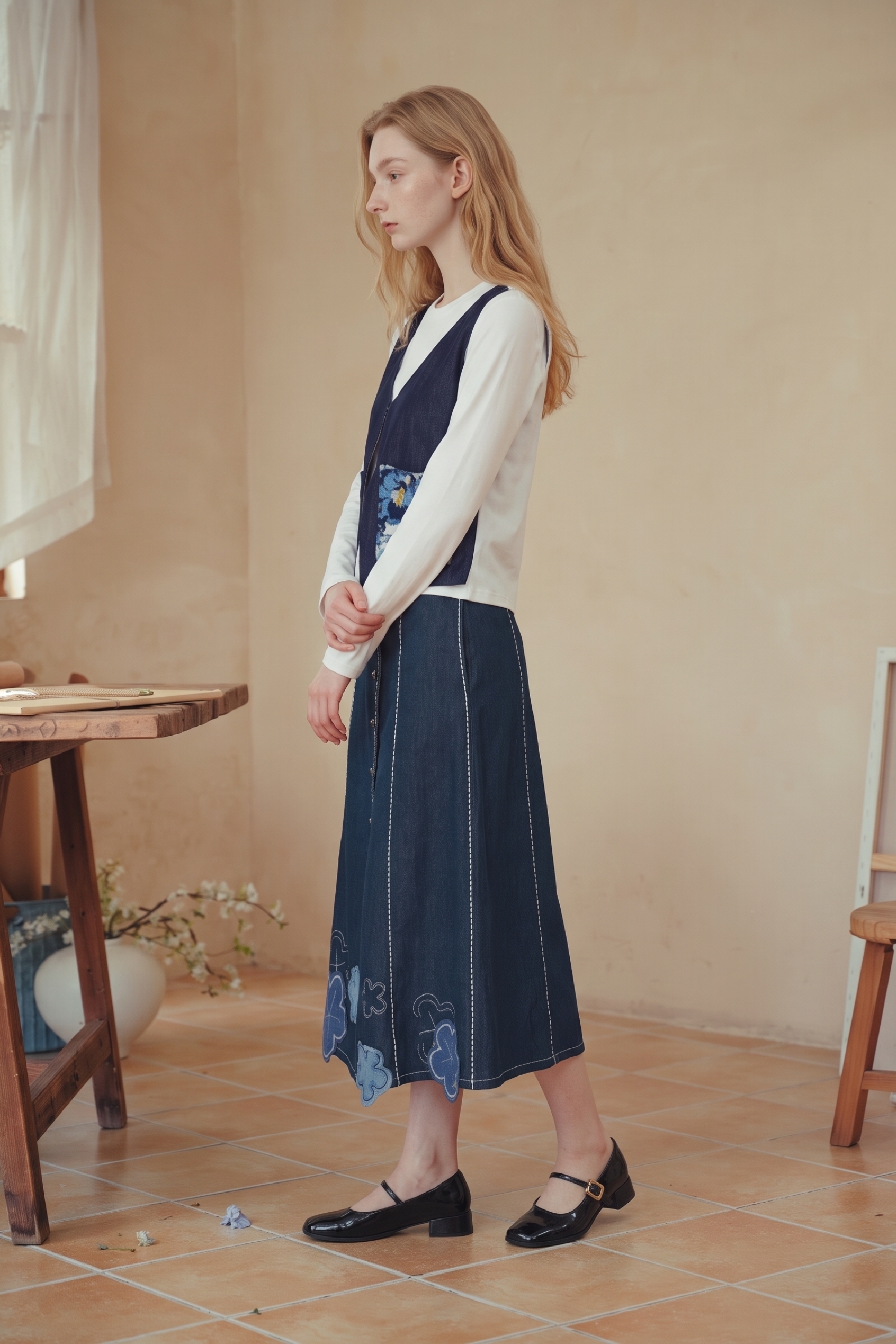 Spliced Knit Long‑sleeve Top-LYONSENS