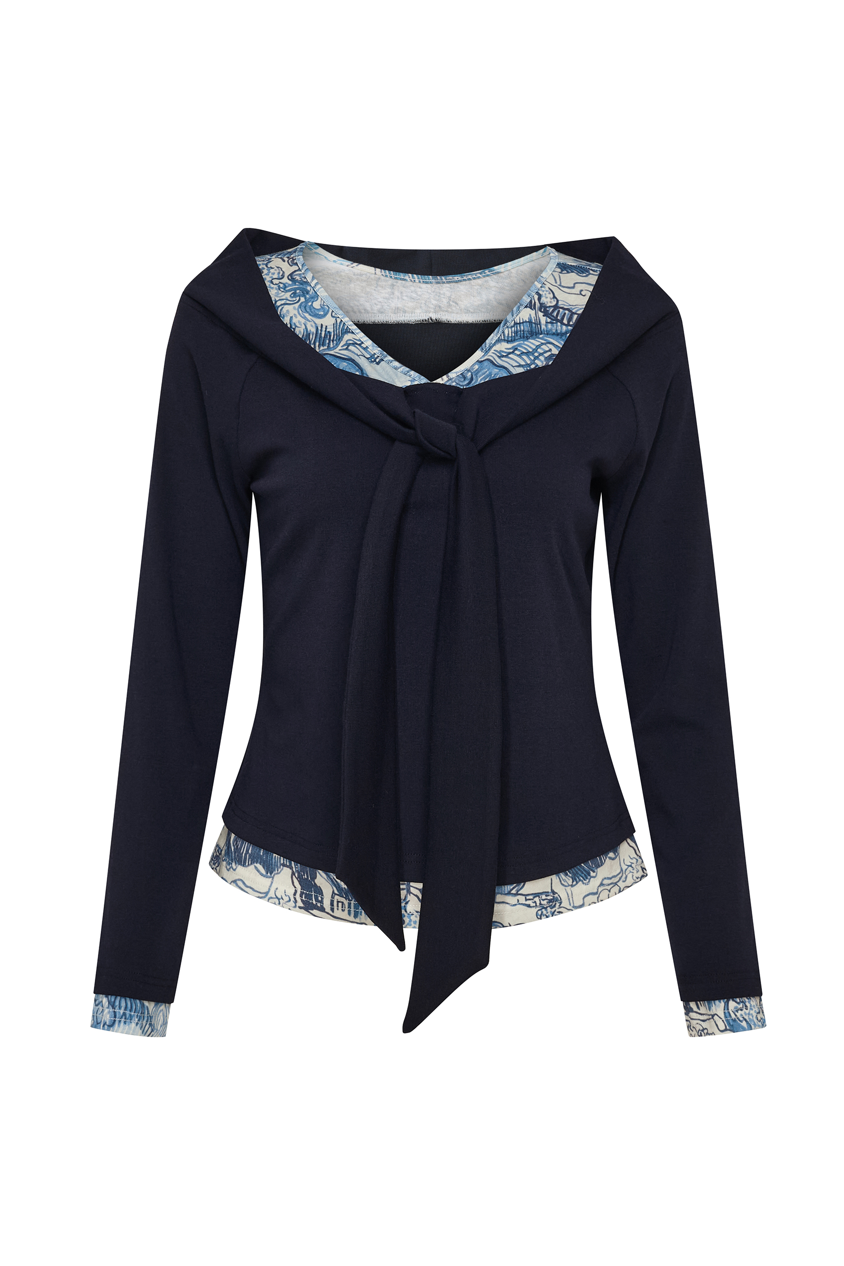 Long‑sleeve Top With Lace Splicing-LYONSENS