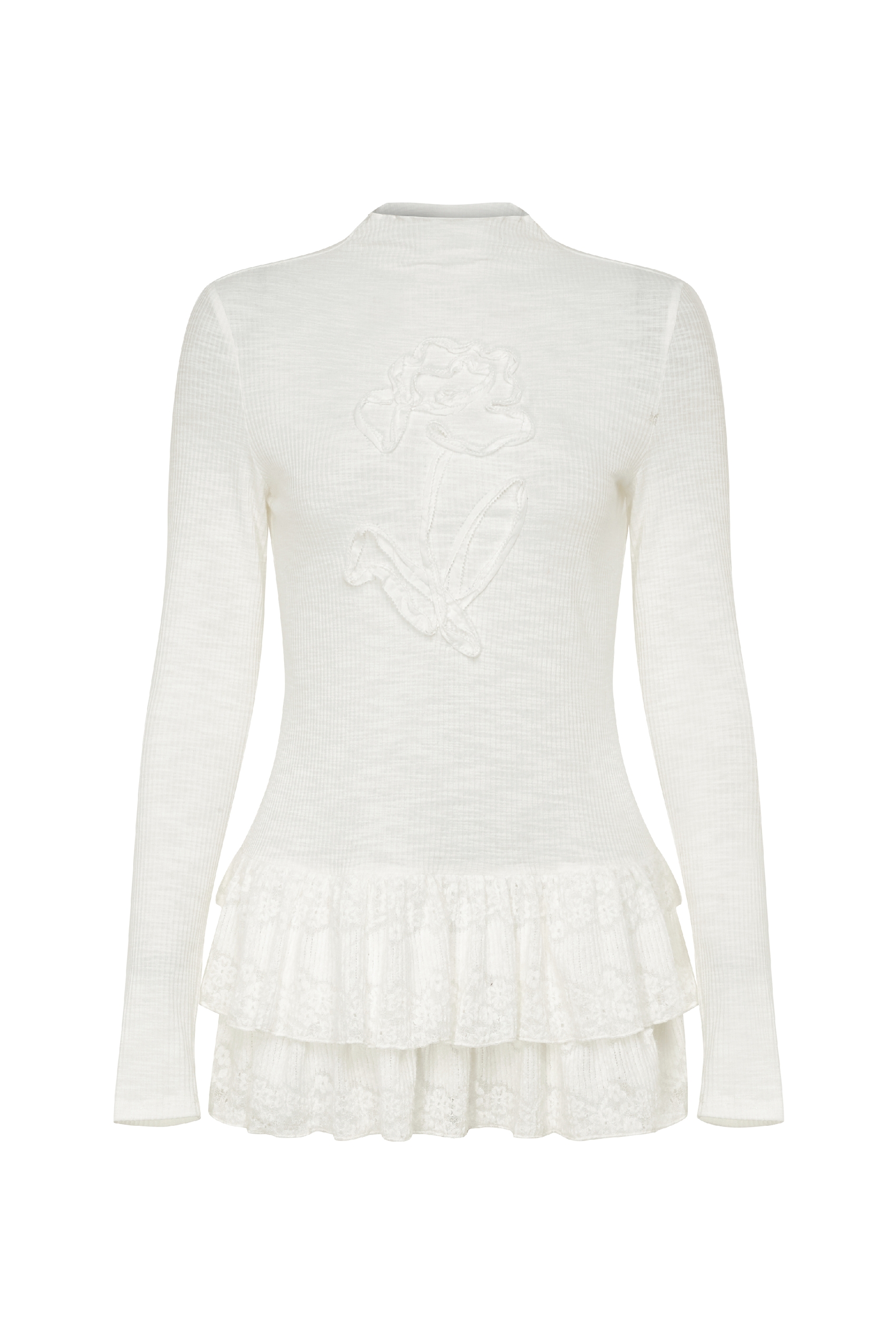 Embroidered Spliced Knit Sweater-LYONSENS