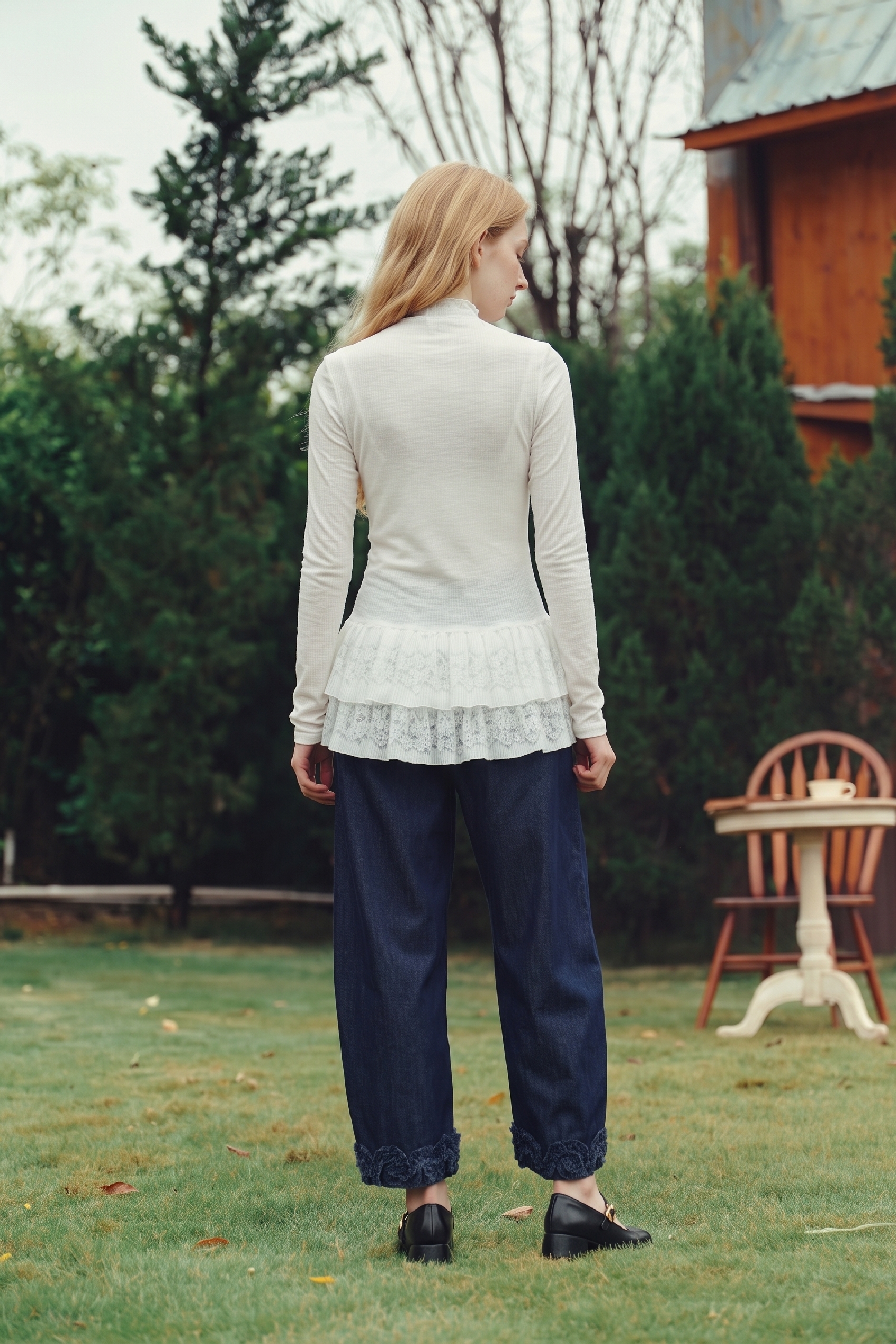 Embroidered Spliced Knit Sweater-LYONSENS