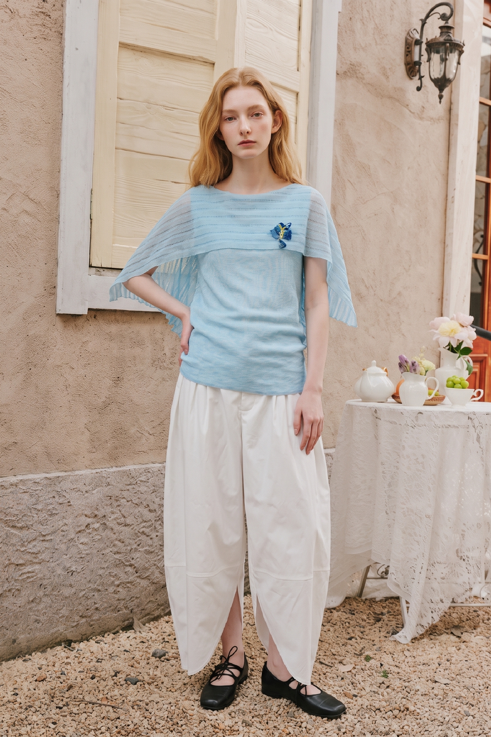 Cape‑style Short‑sleeve T‑shirt