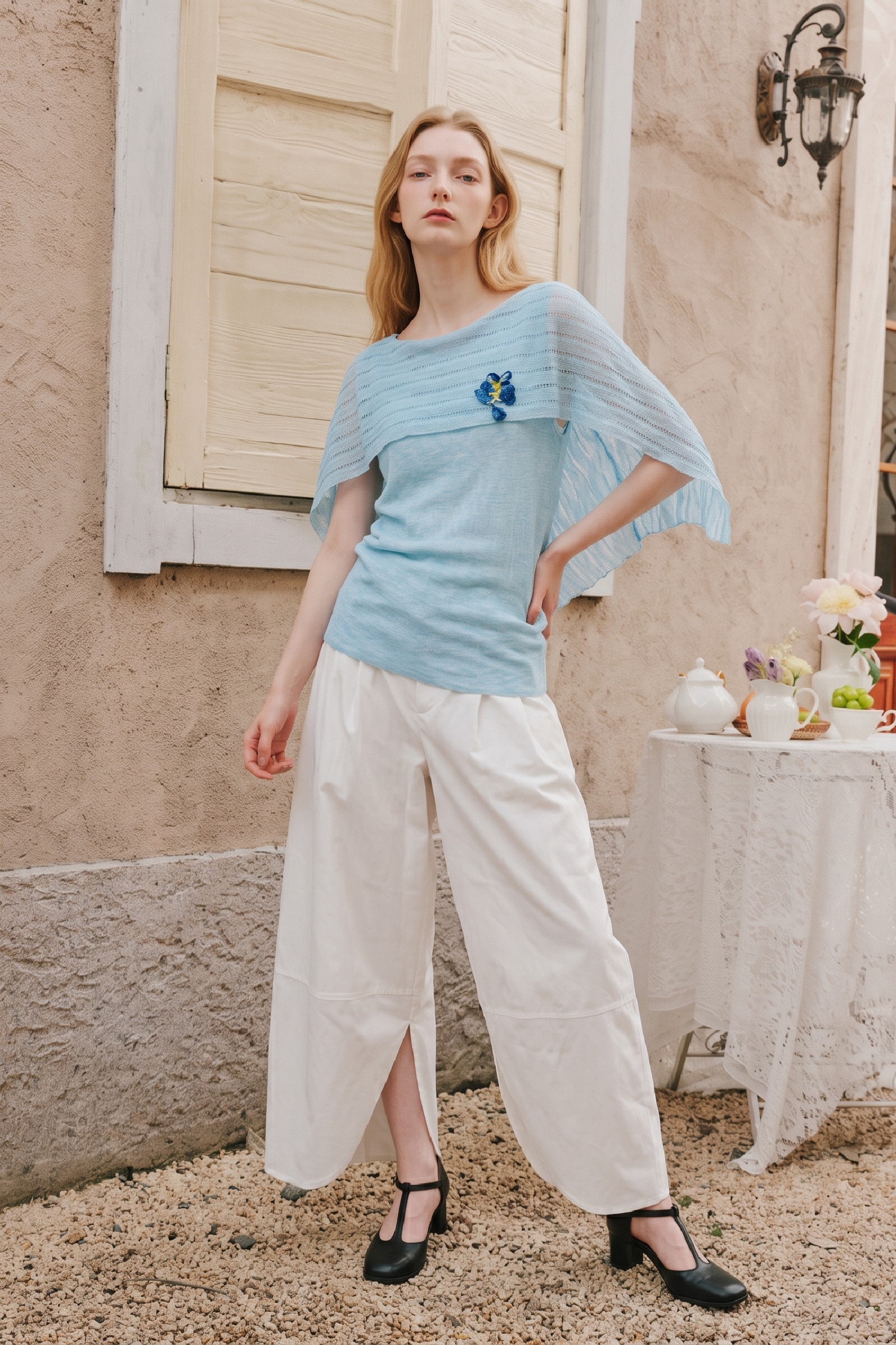 Cape‑style Short‑sleeve T‑shirt