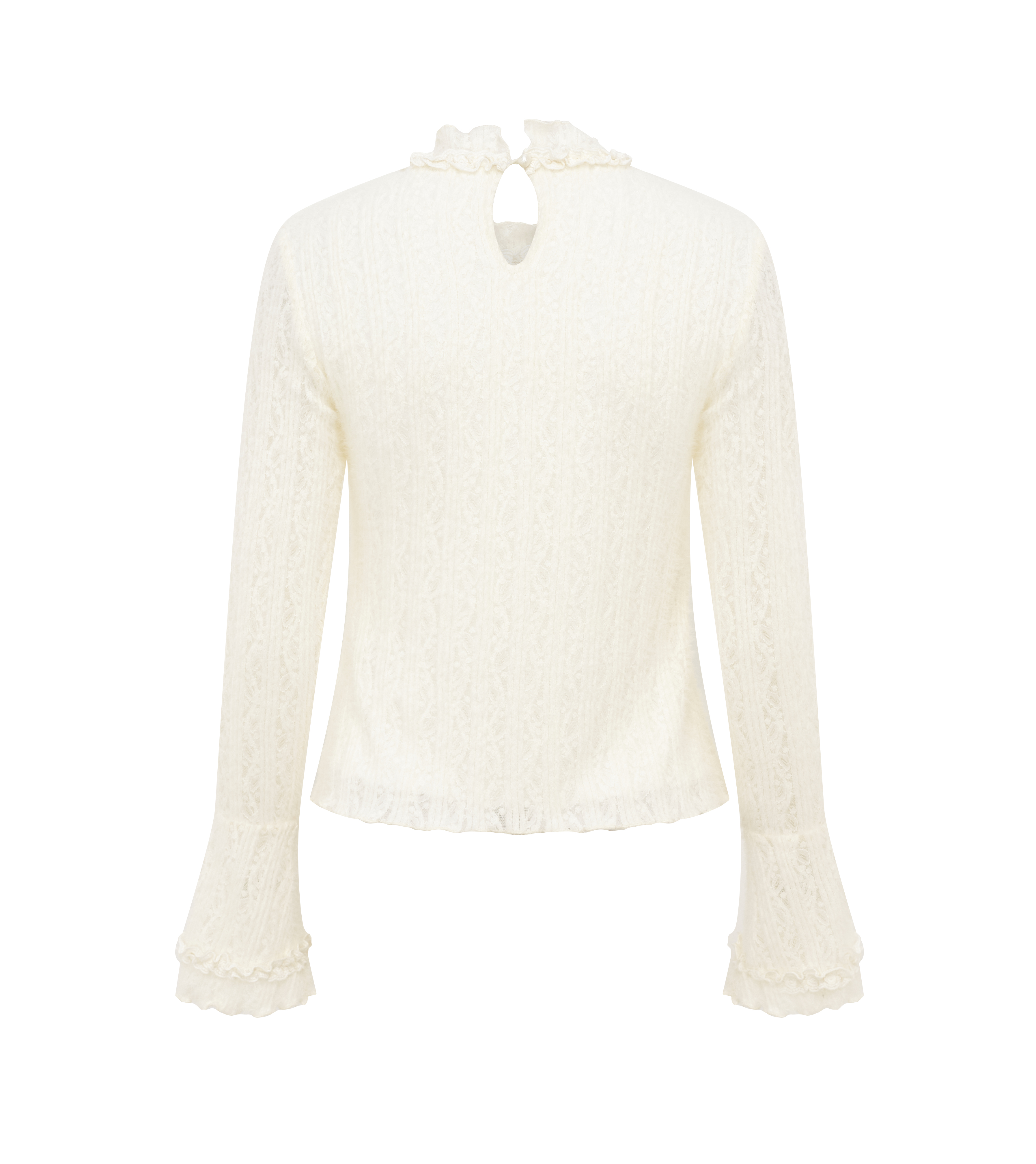 Mock Neck Printed Long Sleeve Wool Knit Top