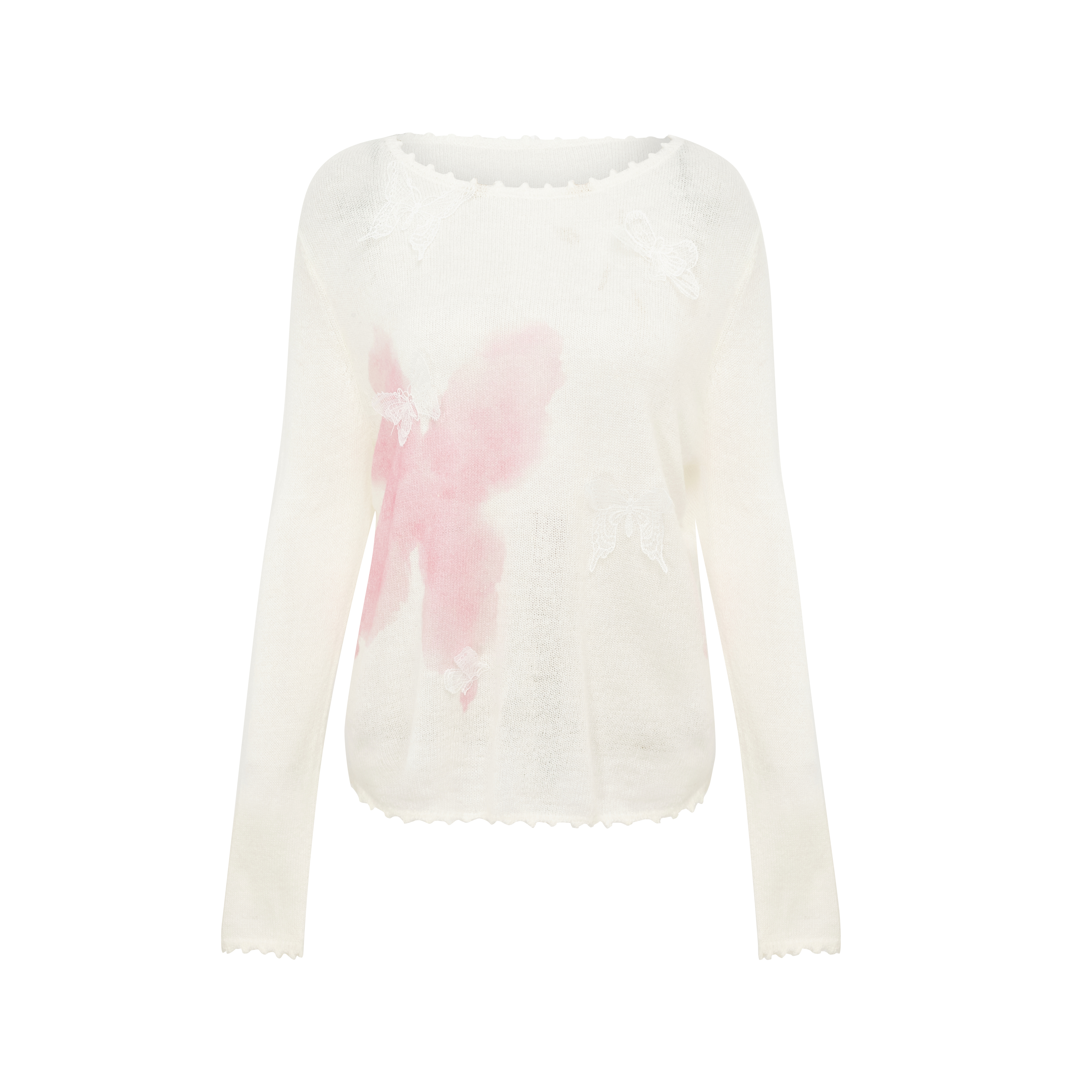 Lace Bow Cropped Wool Knit Top