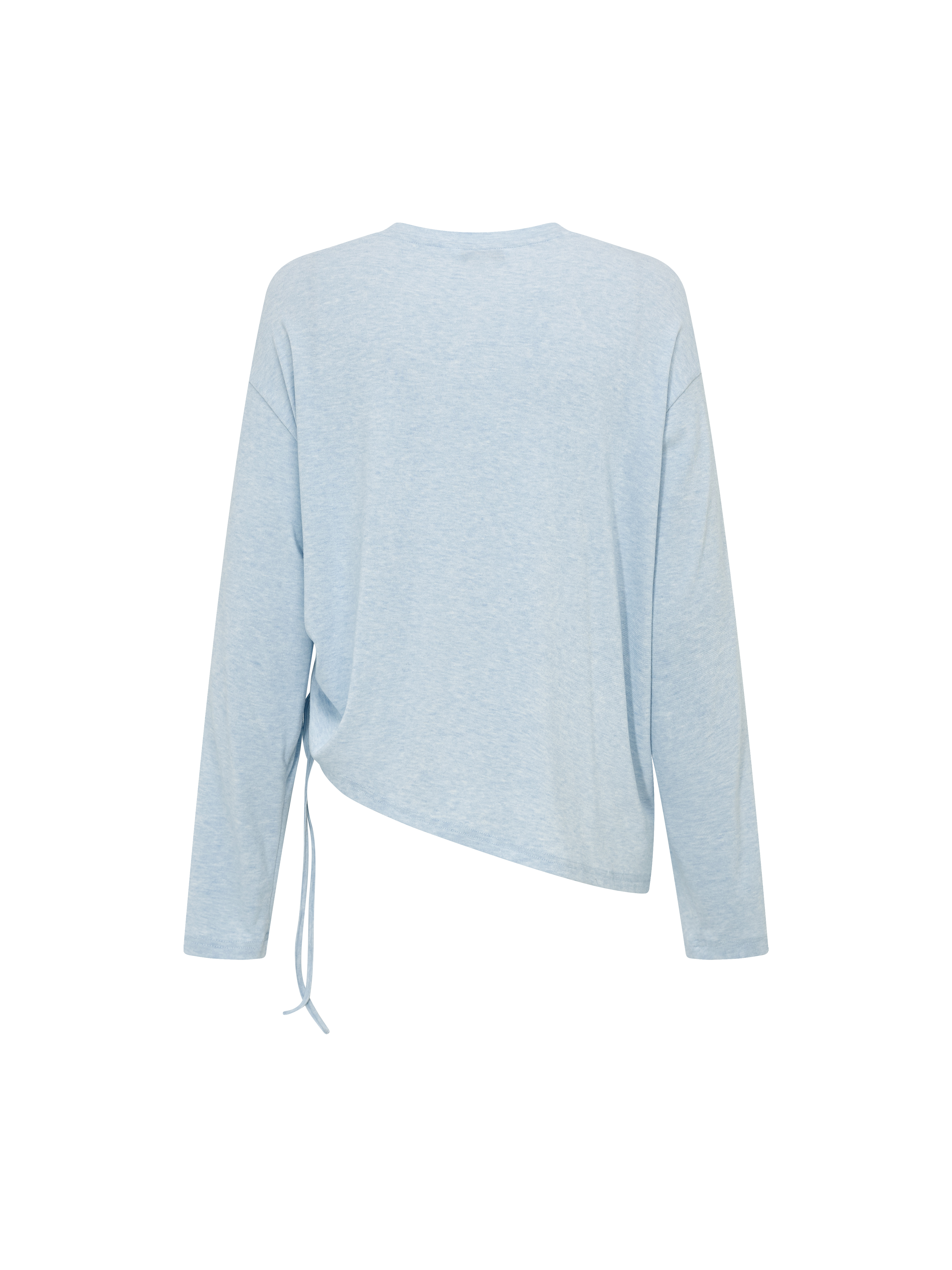 Printed Side Drawstring Cropped Wool Knit Top