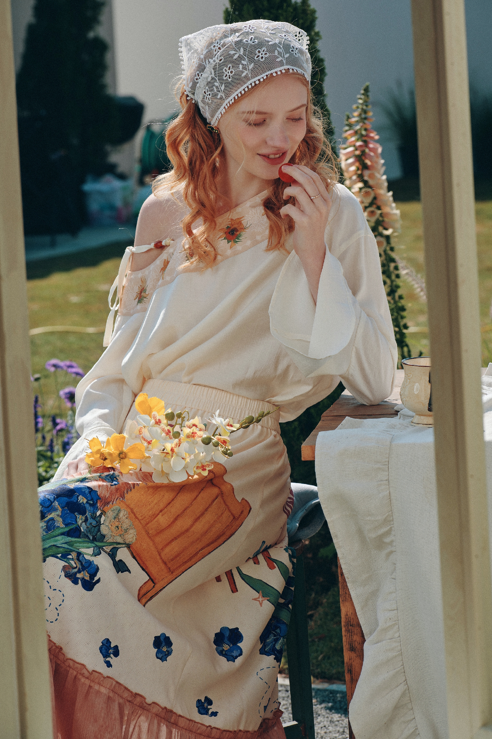 Off-Shoulder Printed Shirt