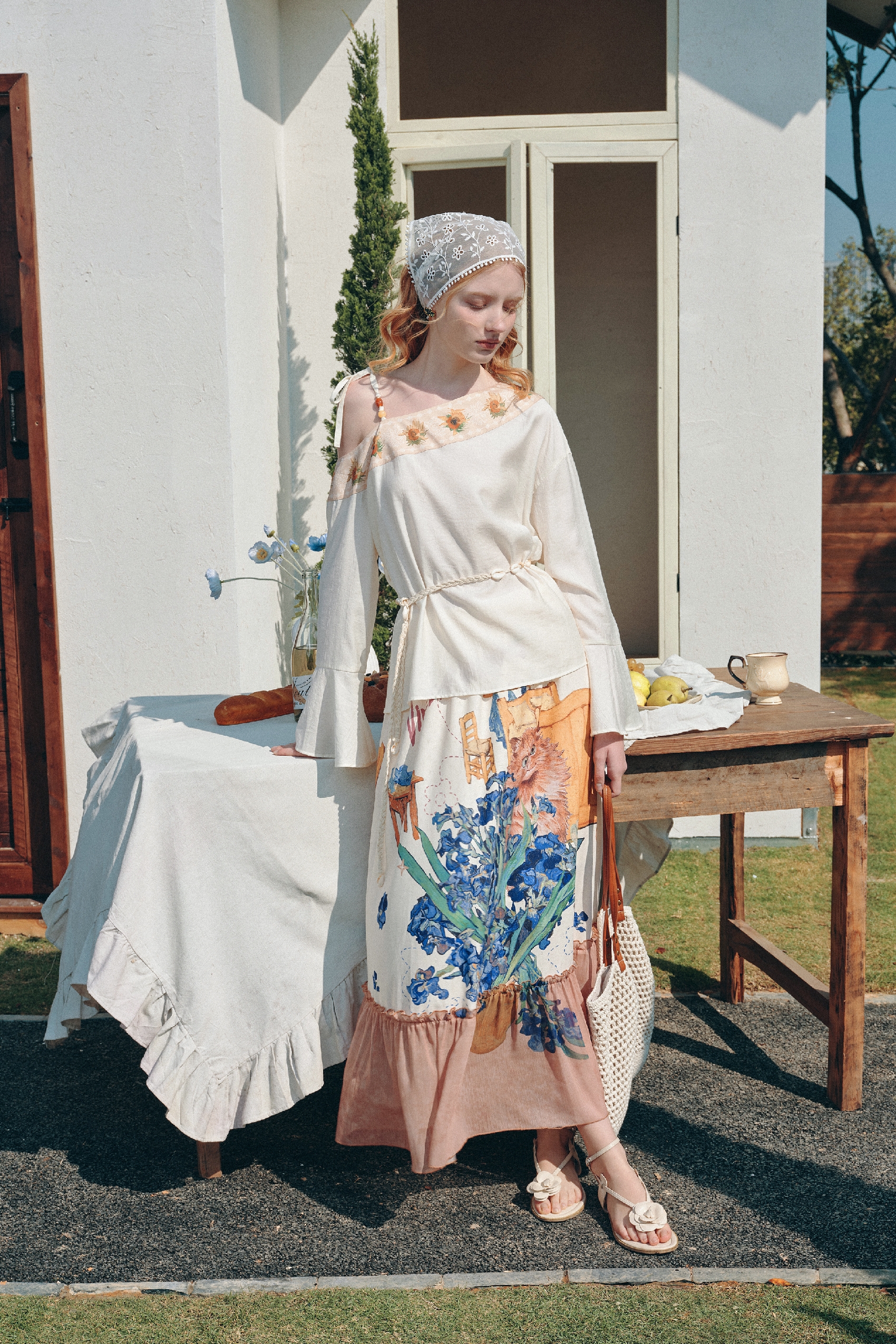 Off-Shoulder Printed Shirt