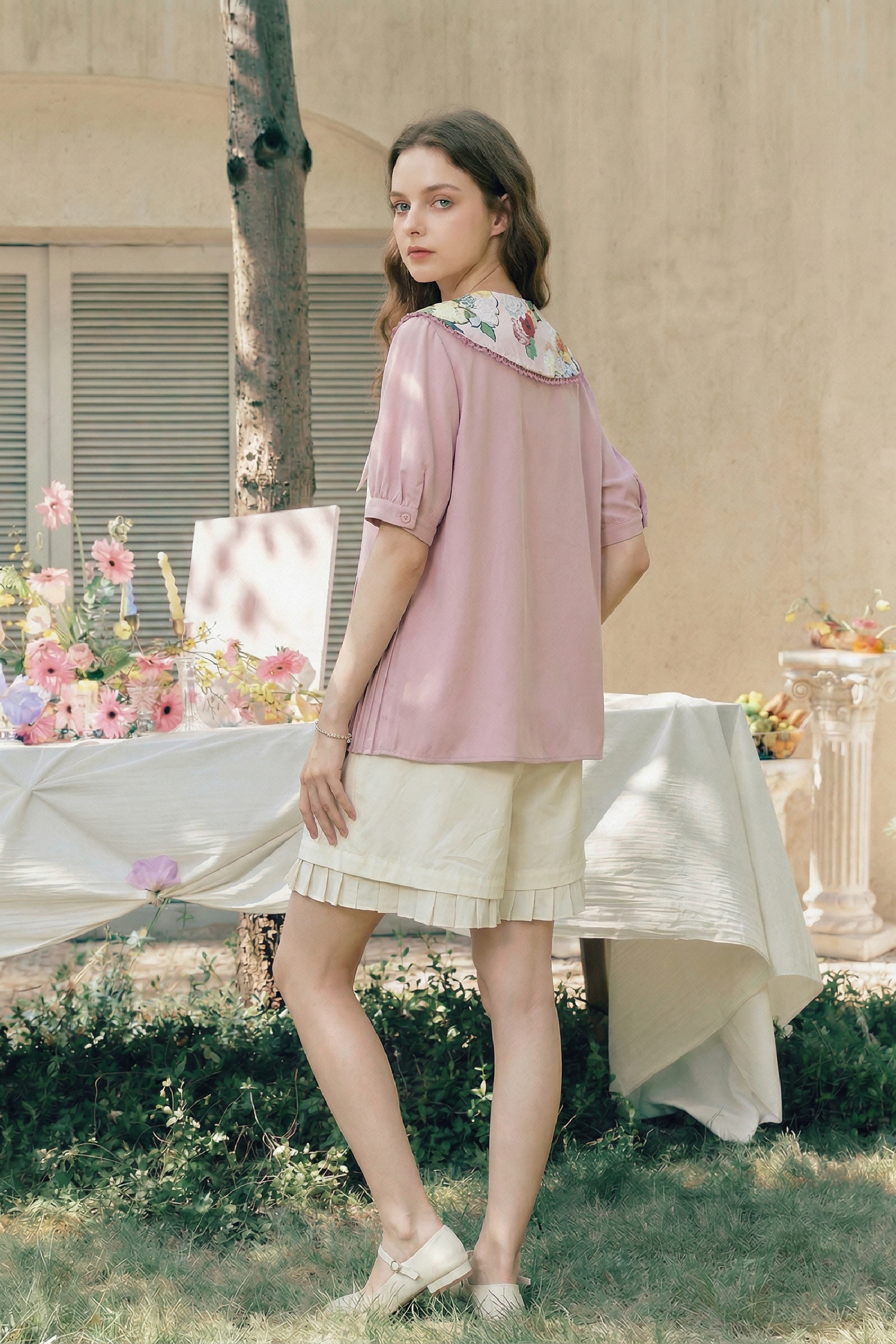 Sailor Collar Patchwork Shirt