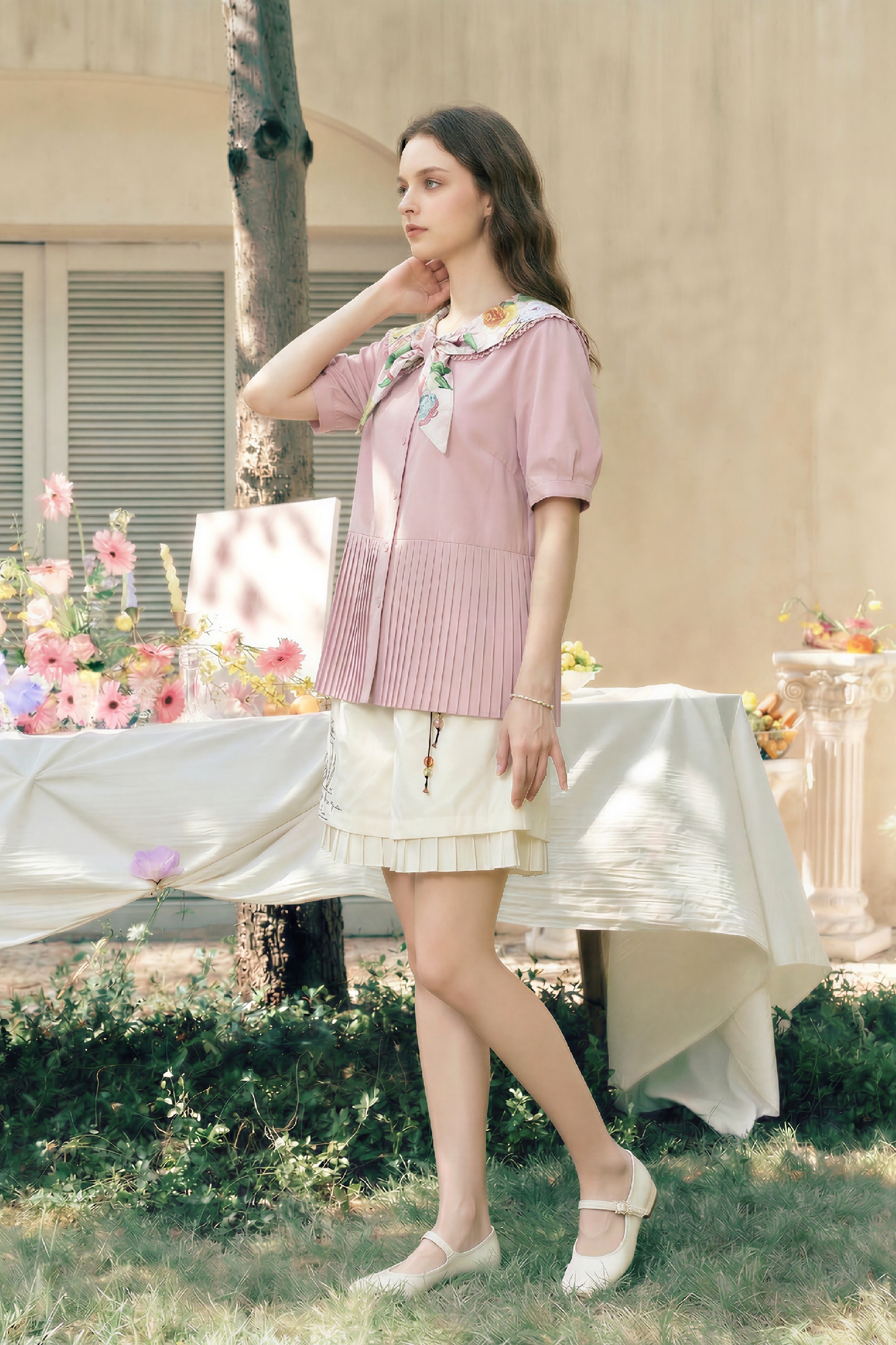 Sailor Collar Patchwork Shirt