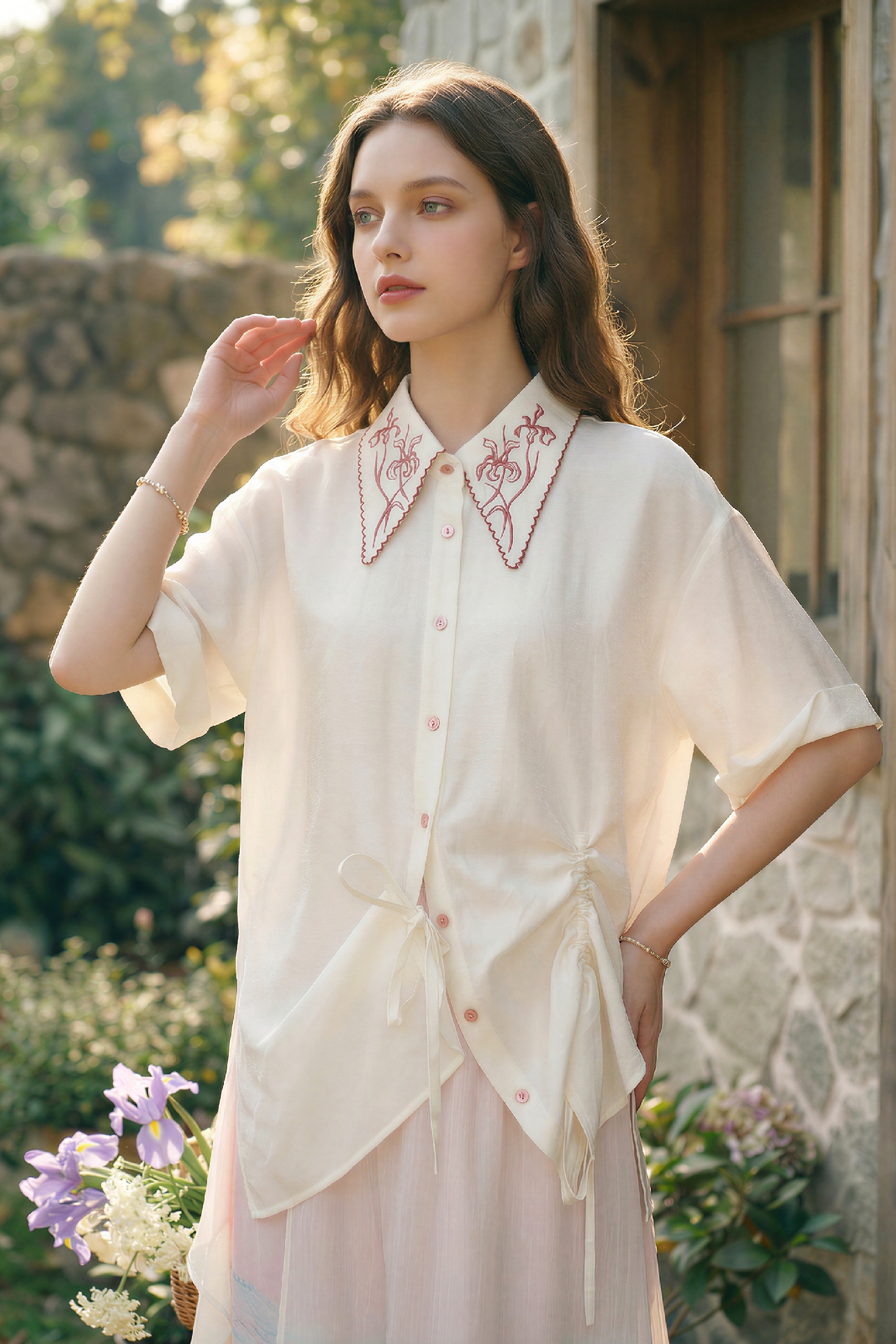 Embroidered Lapel Shirt