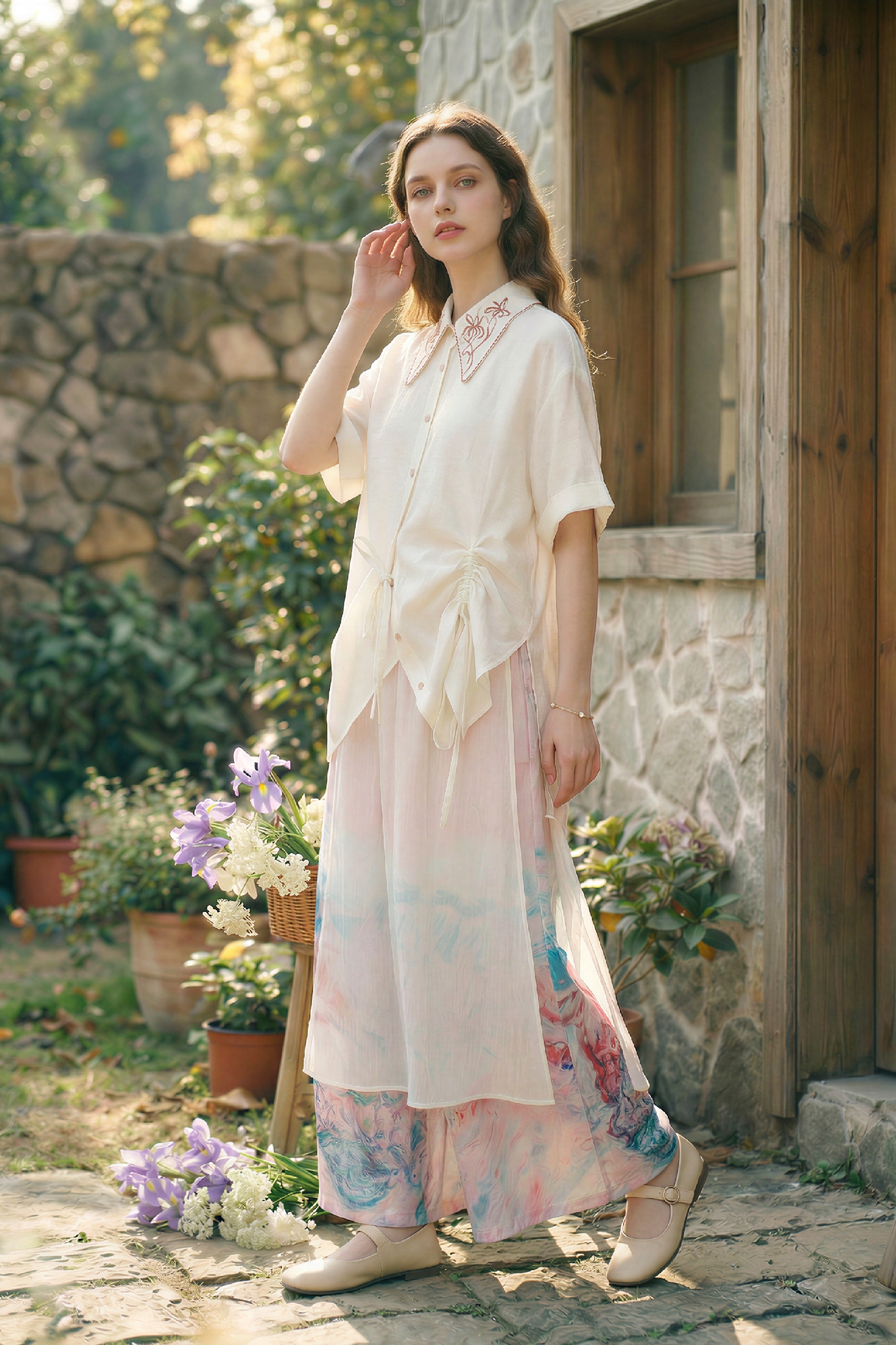 Embroidered Lapel Shirt