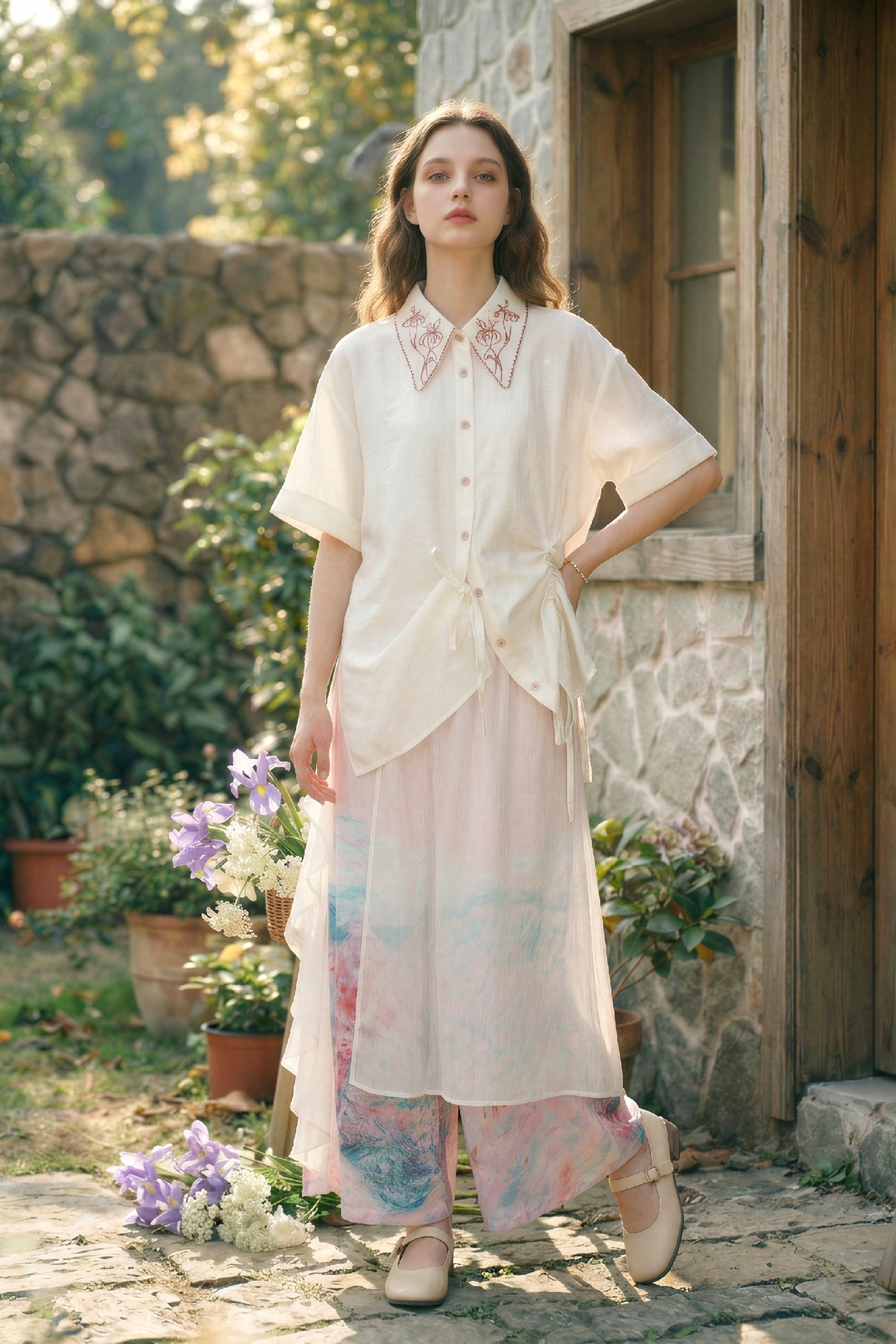 Embroidered Lapel Shirt