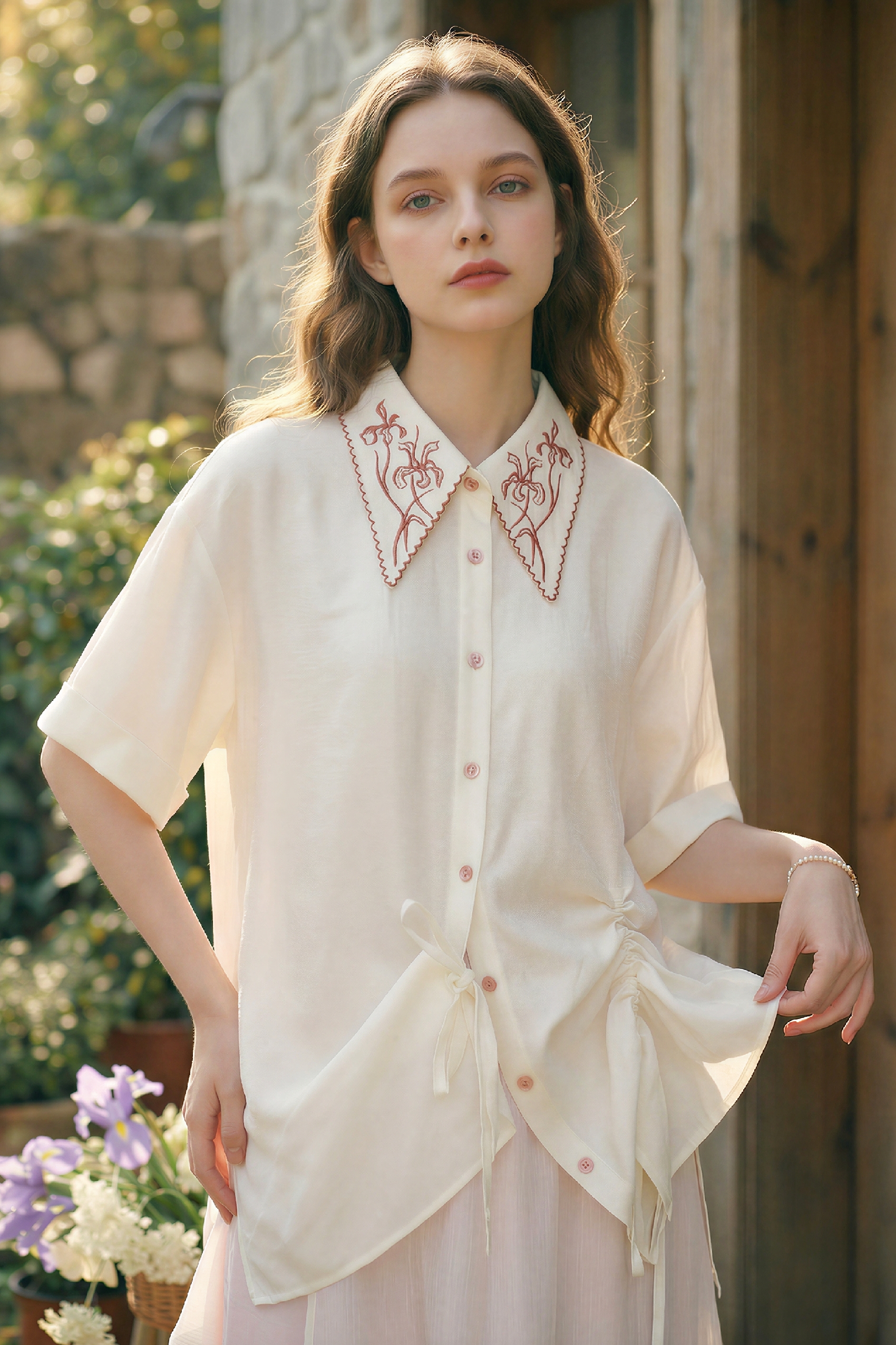 Embroidered Lapel Shirt