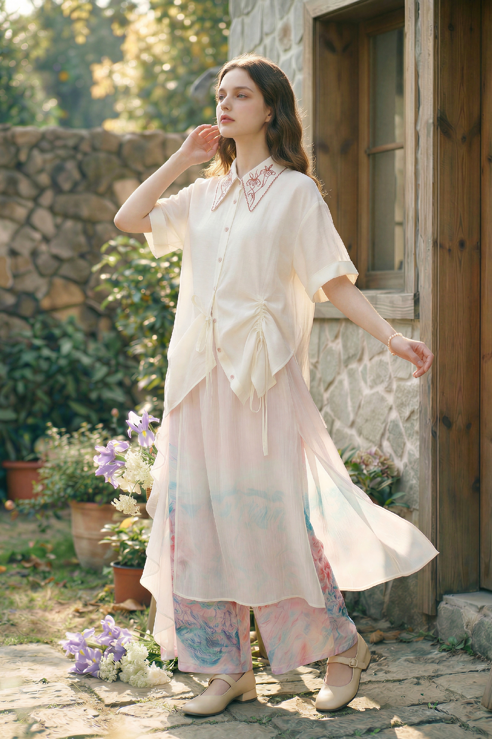 Embroidered Lapel Shirt