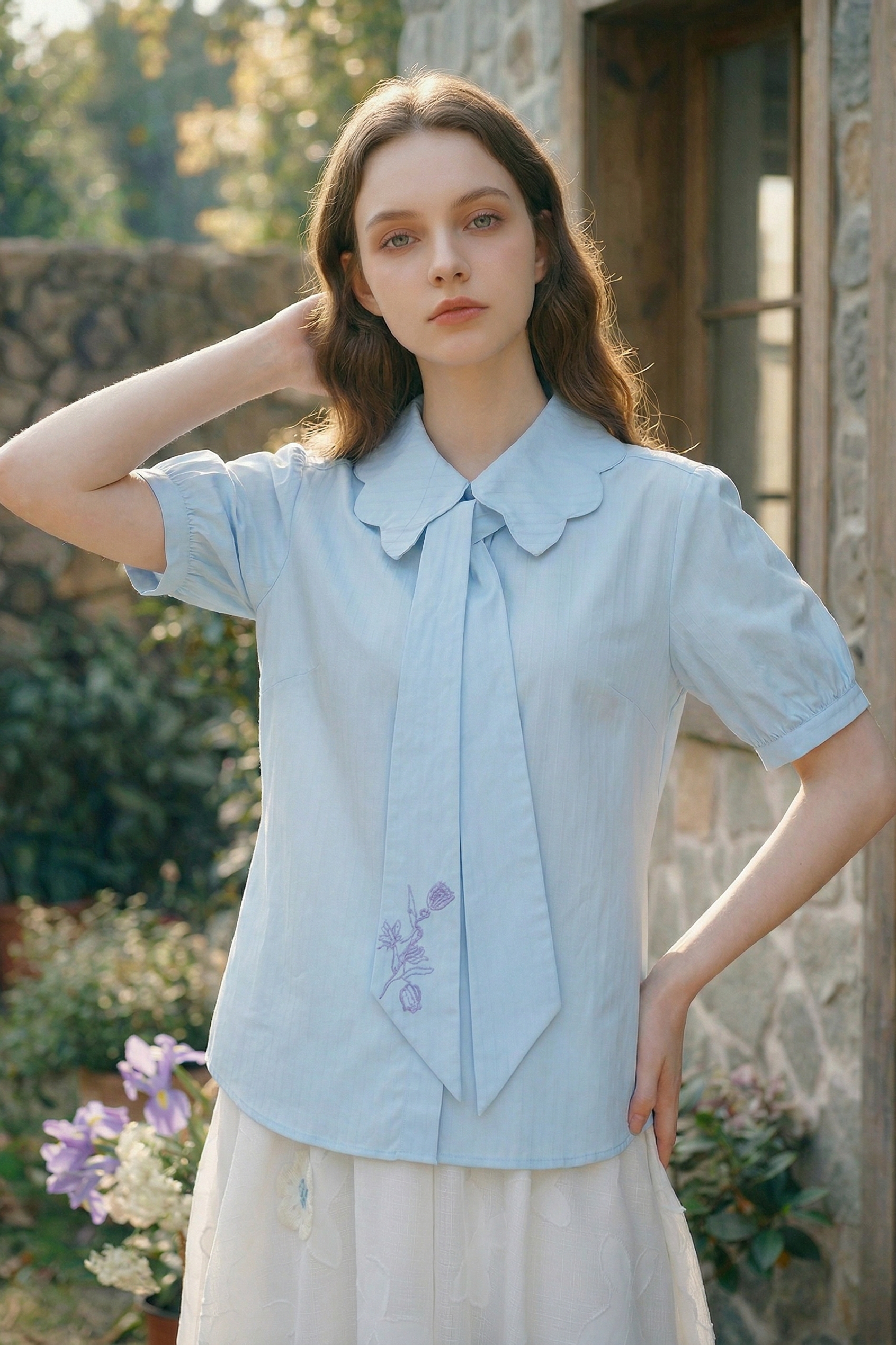 Blue Embroidered Shirt