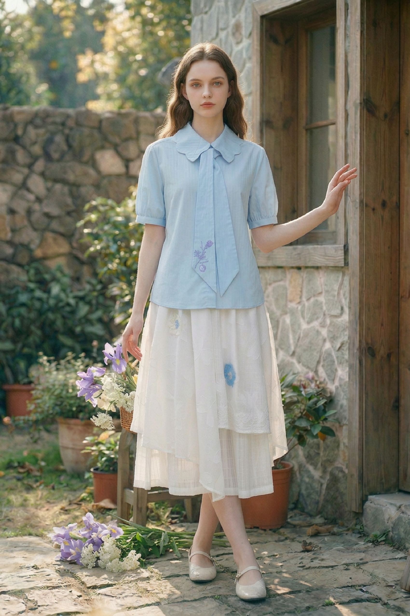 Blue Embroidered Shirt