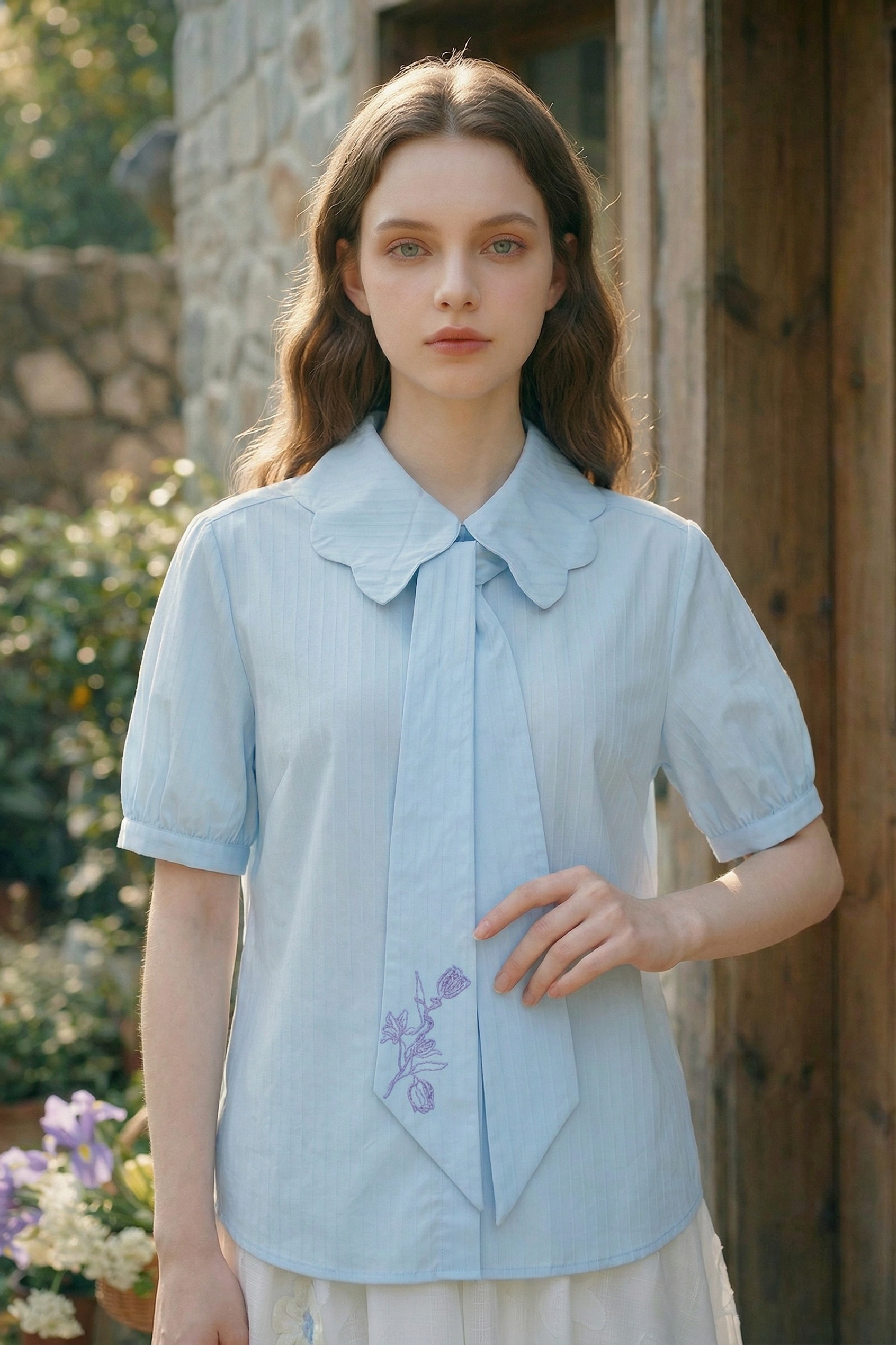 Blue Embroidered Shirt