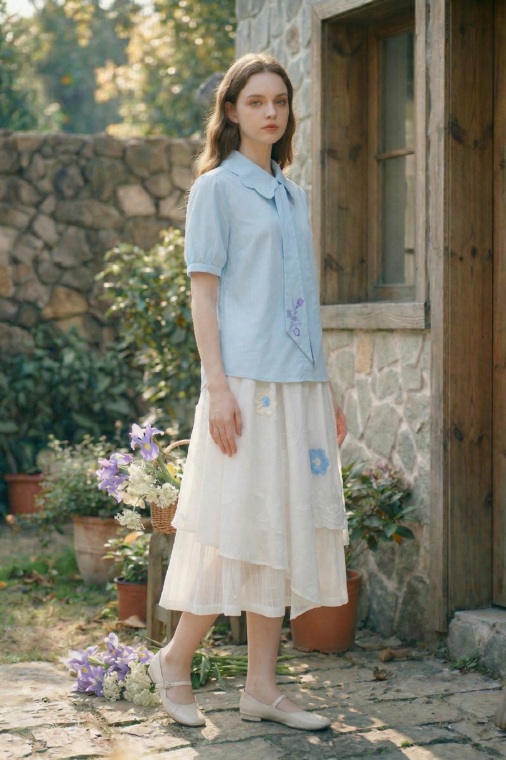 Blue Embroidered Shirt