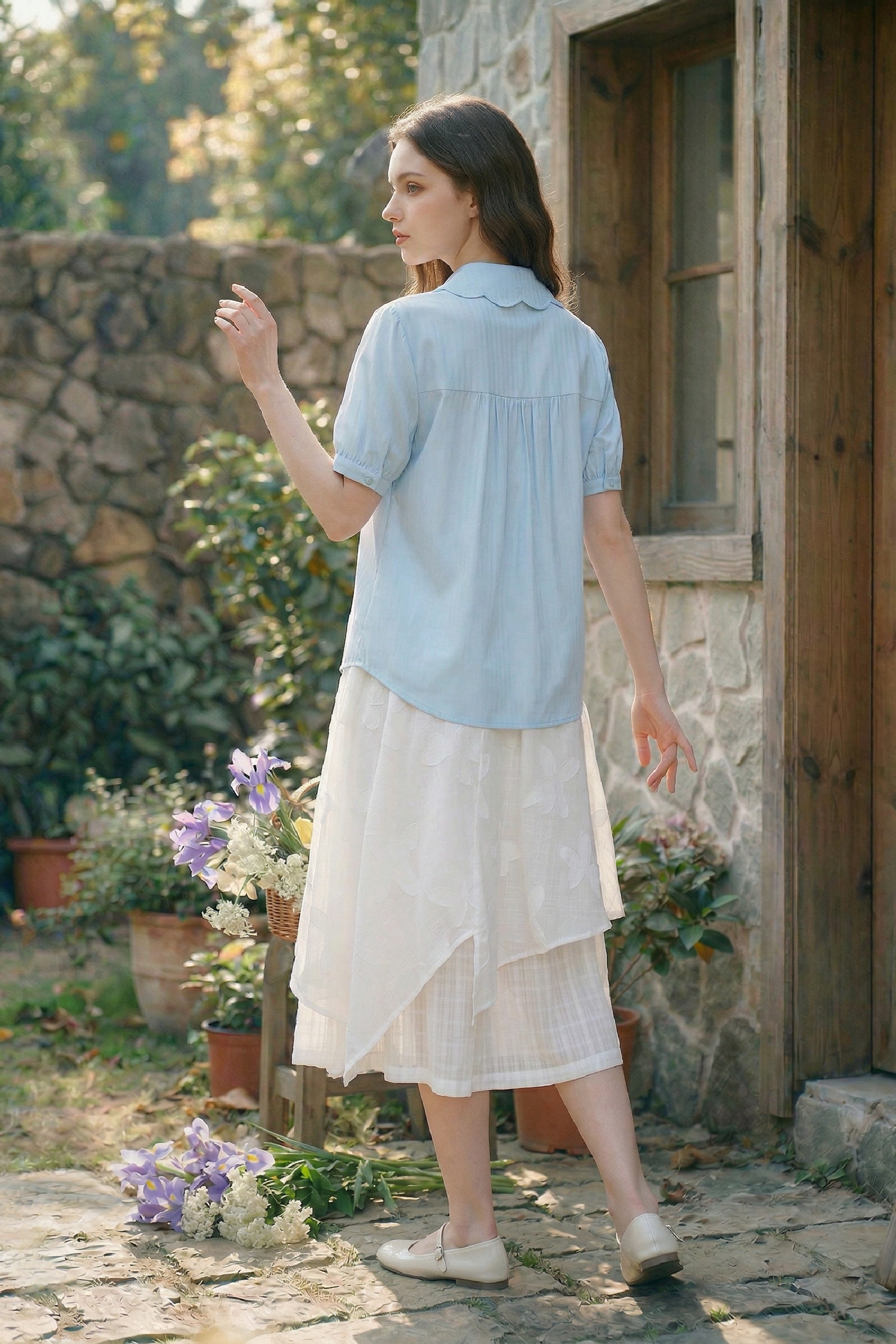 Blue Embroidered Shirt