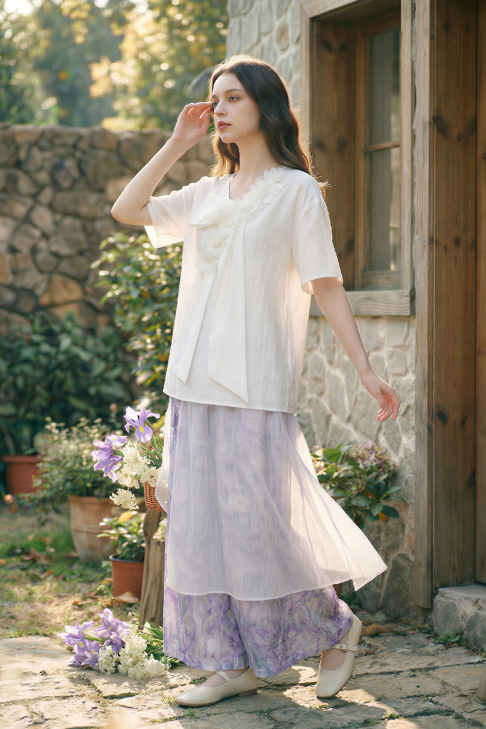3D Floral Ribbon Shirt