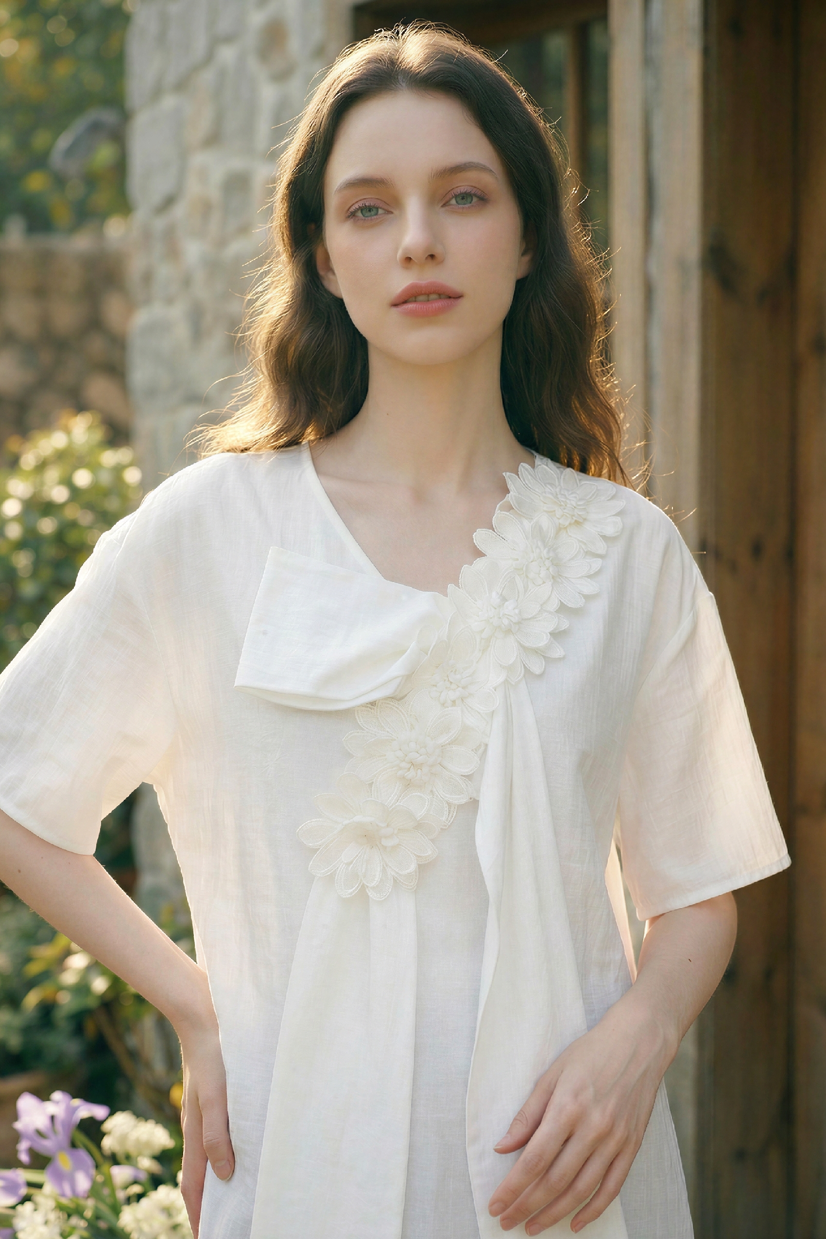 3D Floral Ribbon Shirt