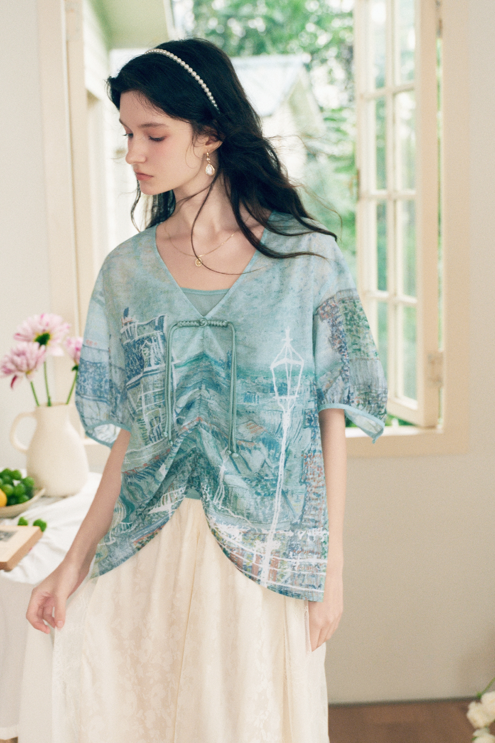 Printed Frog Button Shirt