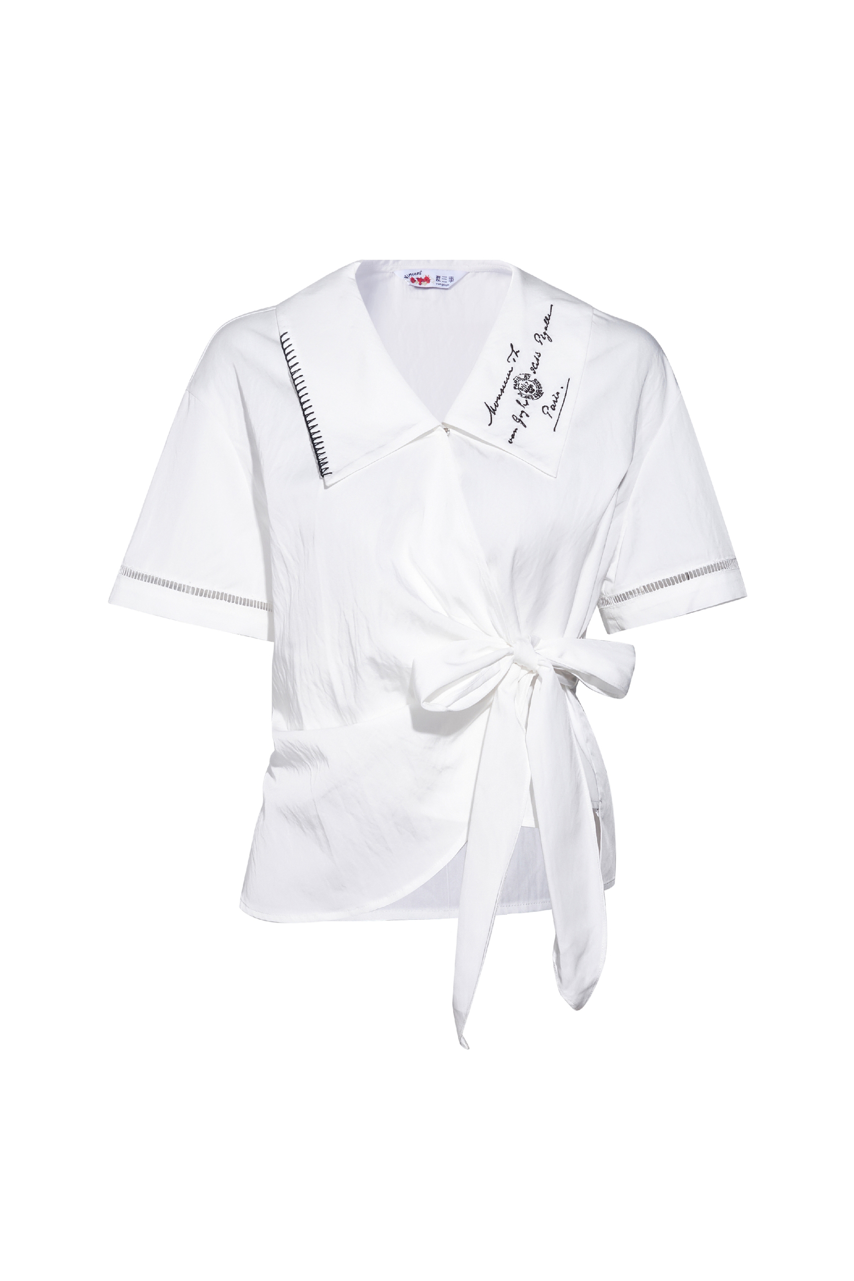 Waist-Cinched Lapel Shirt-LYONSENS