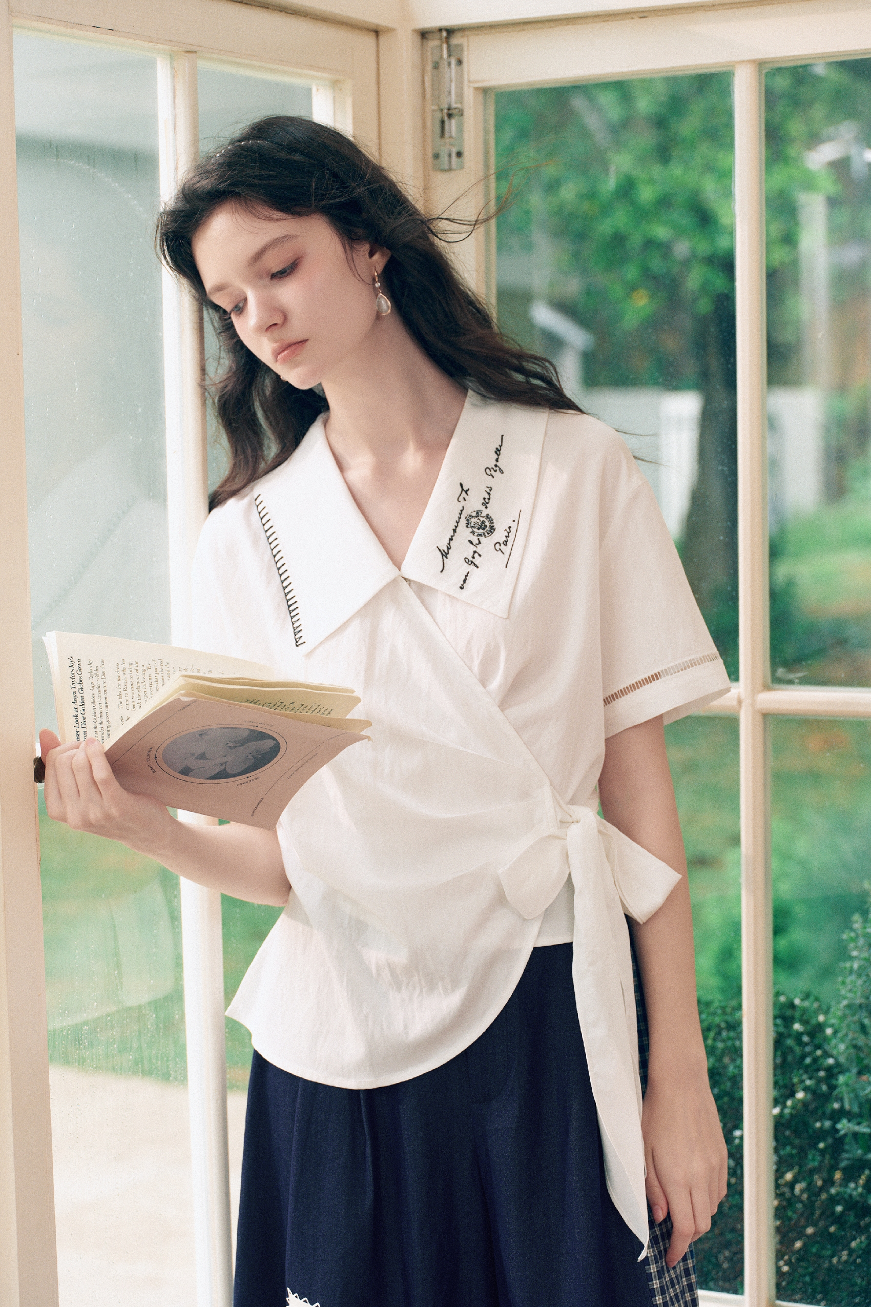Waist-Cinched Lapel Shirt-LYONSENS