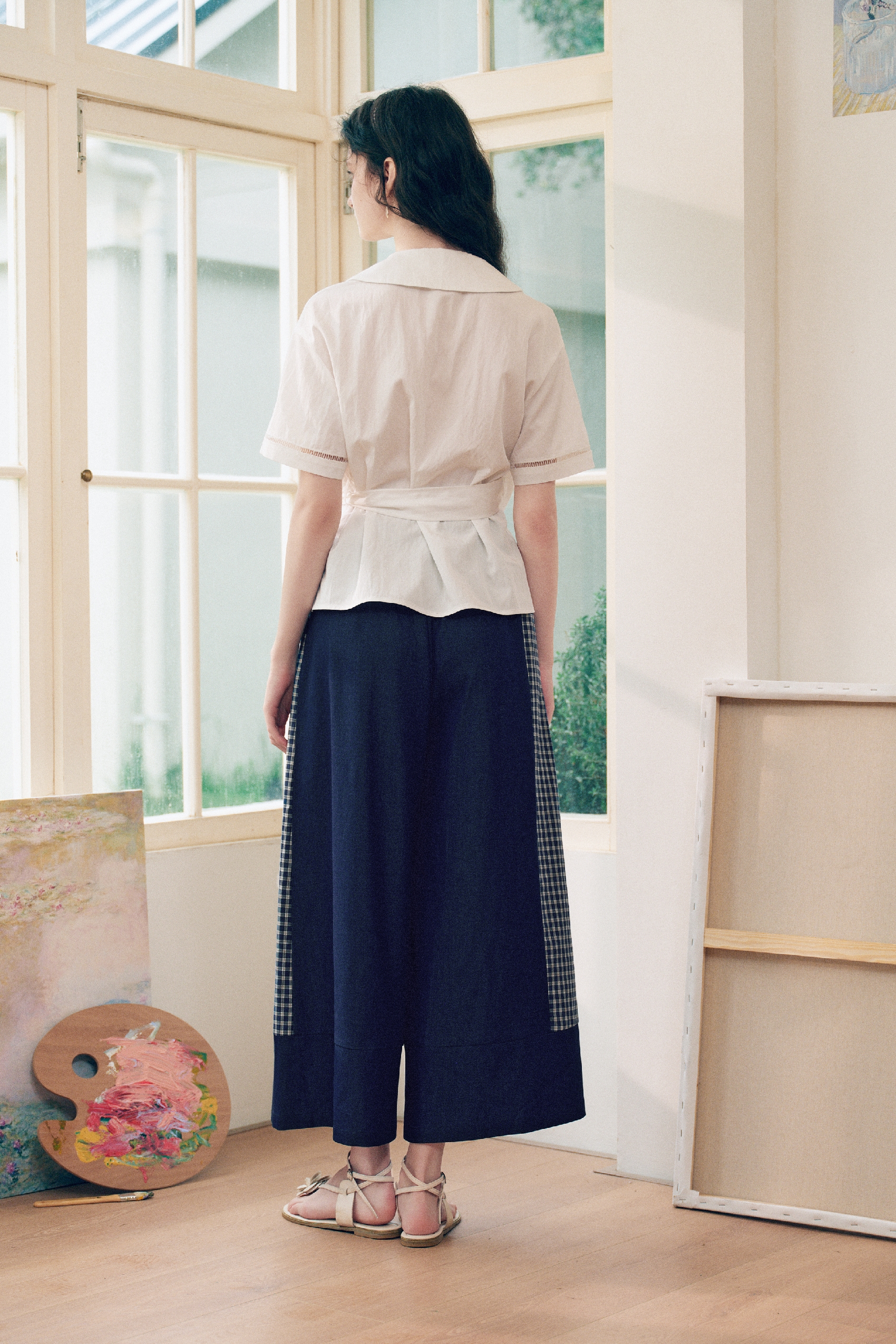 Waist-Cinched Lapel Shirt-LYONSENS