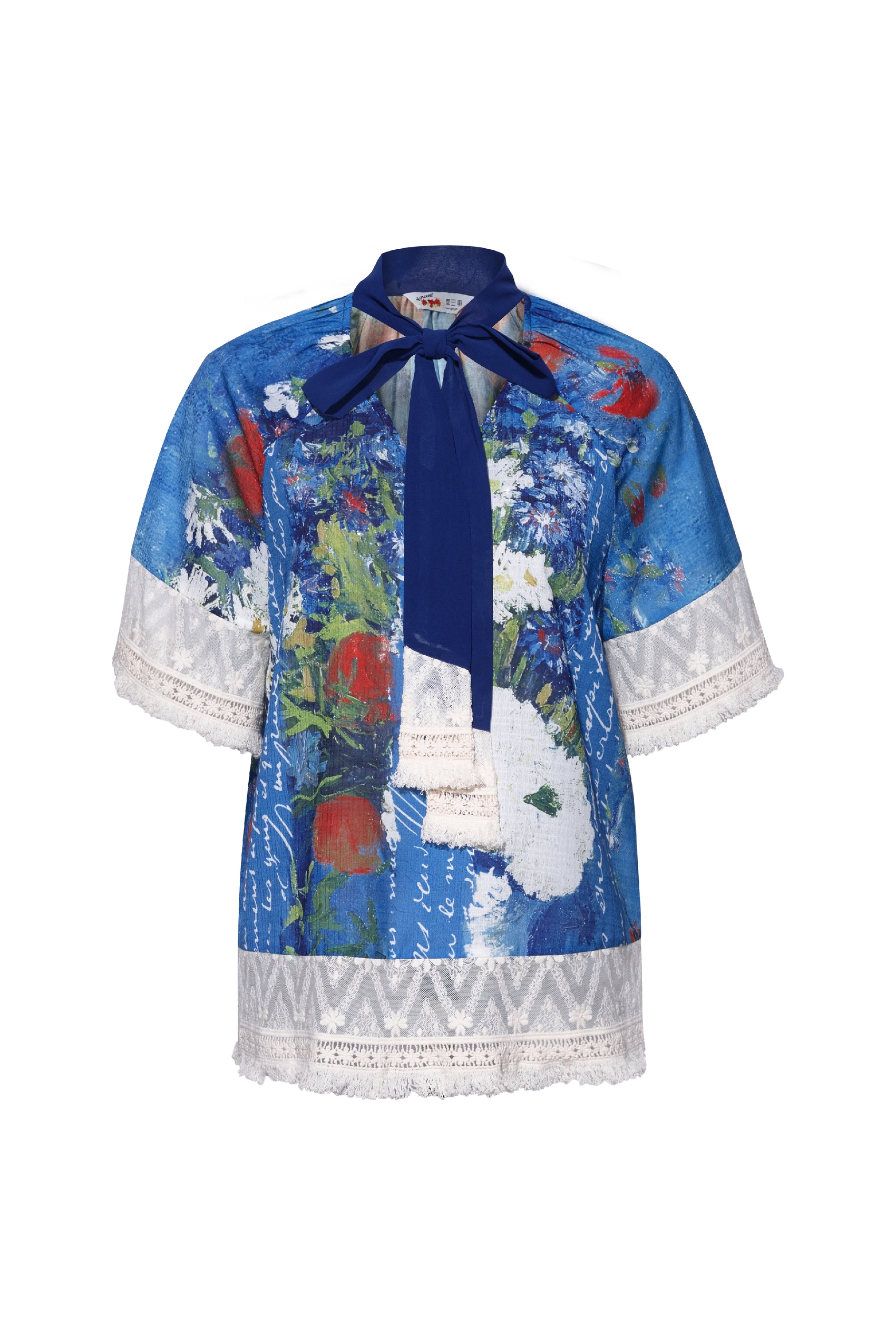 Printed Tie Collar Shirt