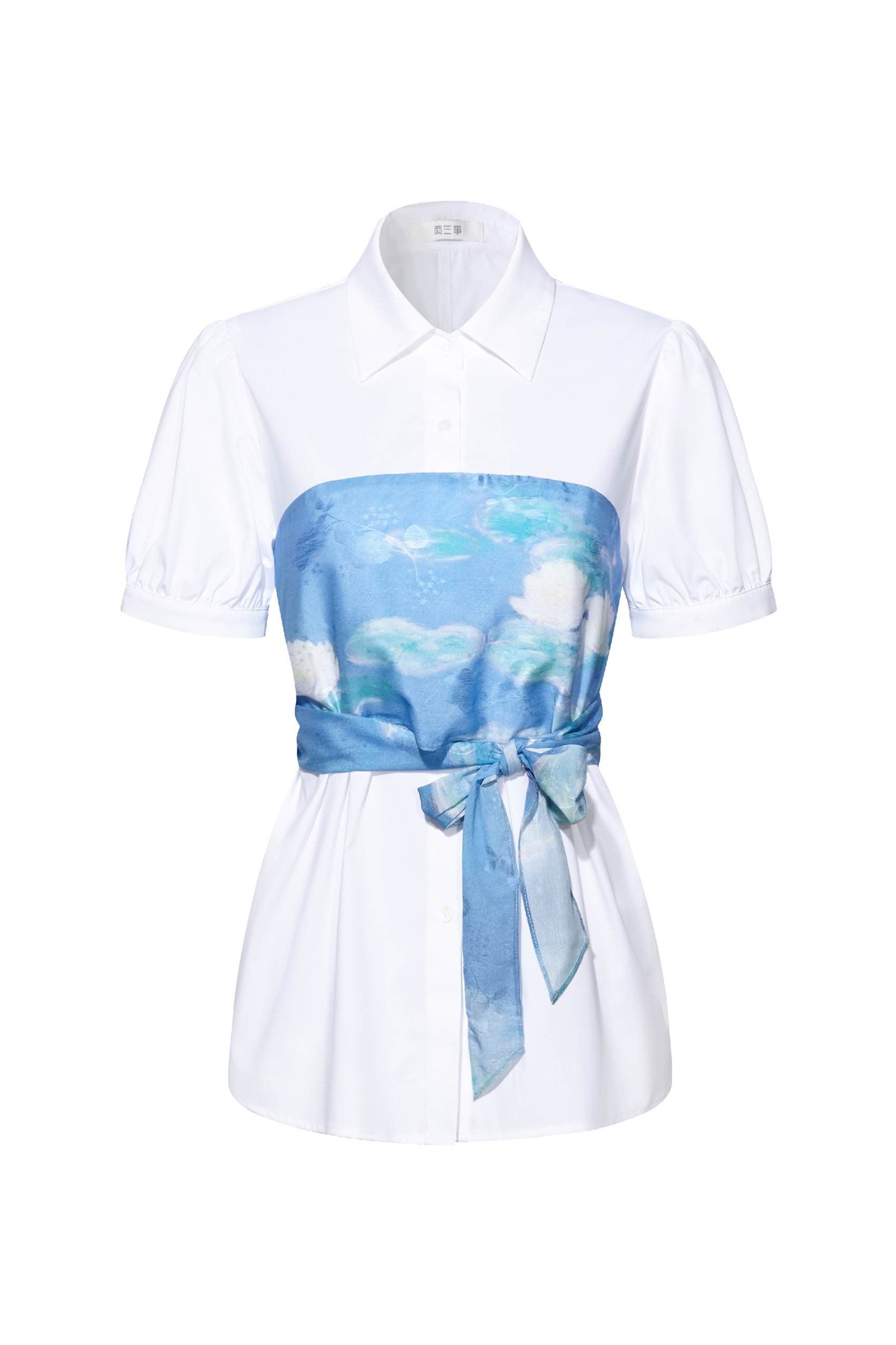 Waist-Cinched Printed Shirt