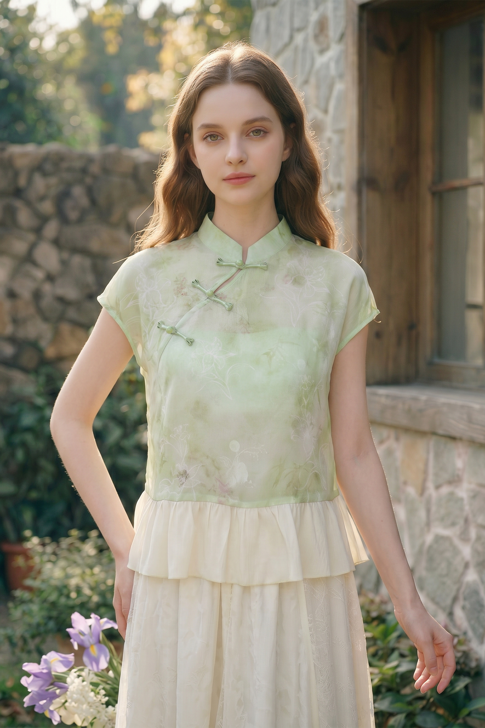 New Chinese Style Ruffled Shirt