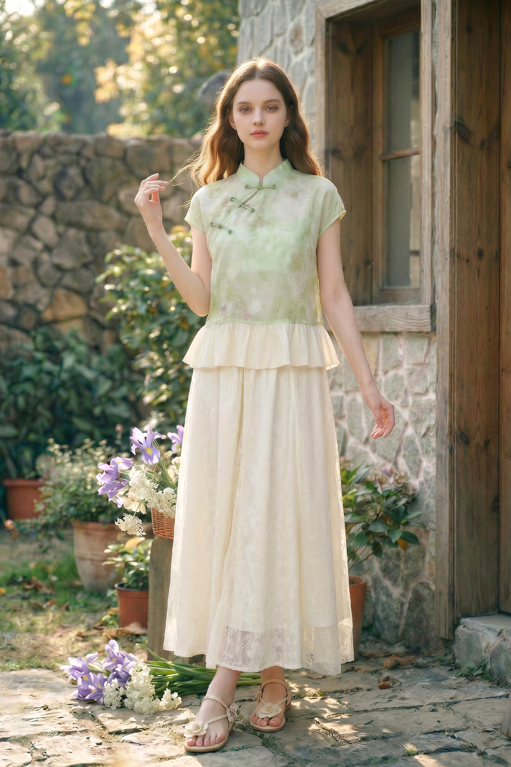 New Chinese Style Ruffled Shirt