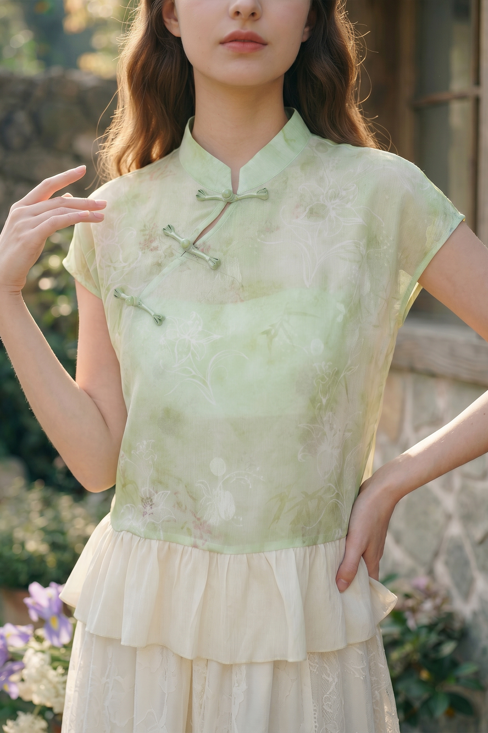New Chinese Style Ruffled Shirt
