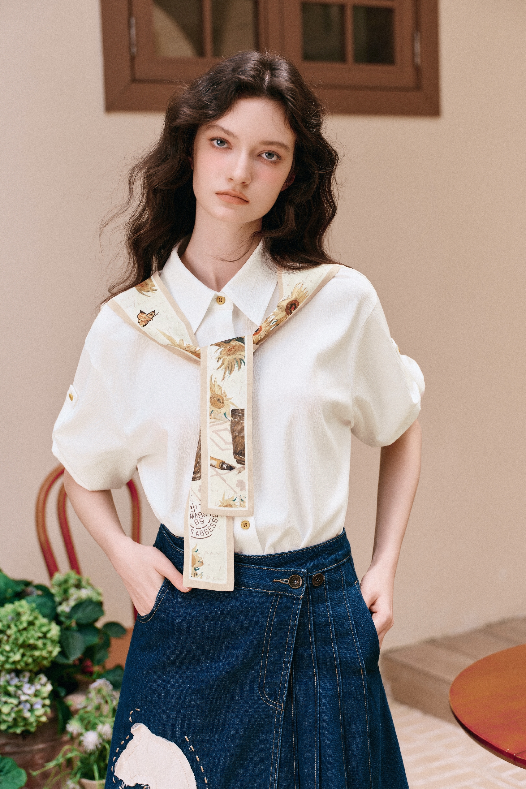 Waist-tucked Chiffon Shirt