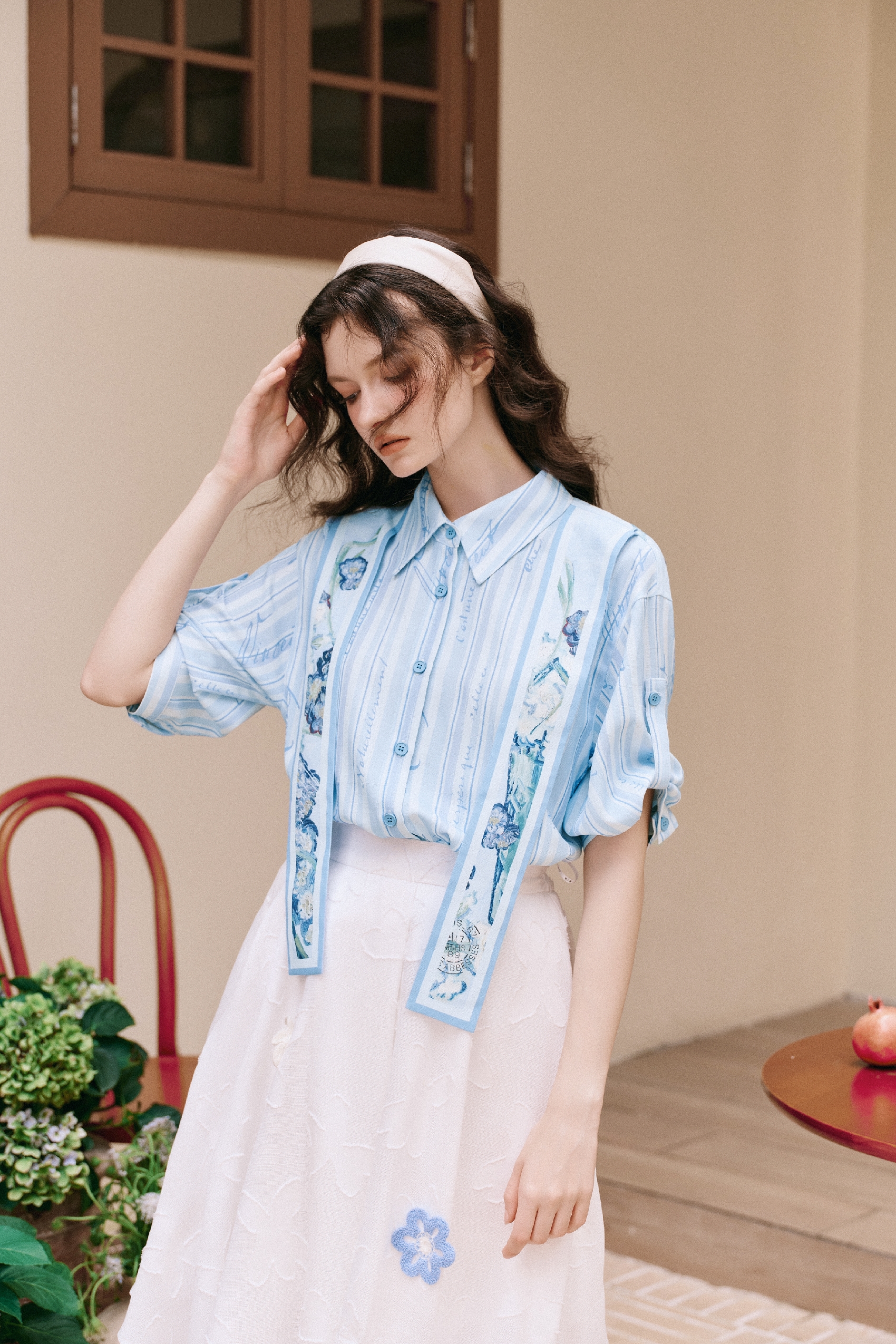 Waist-tucked Chiffon Shirt