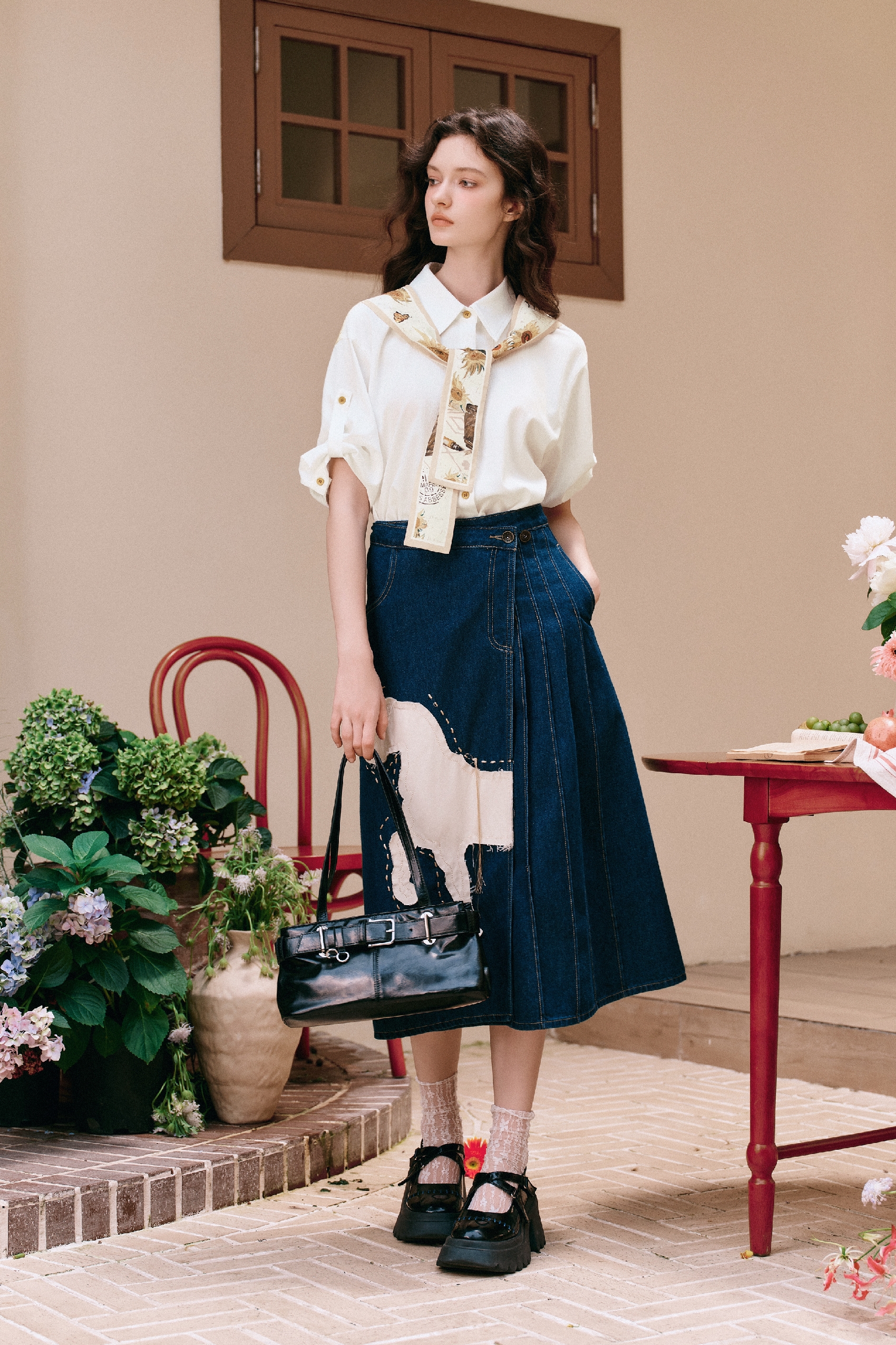 Waist-tucked Chiffon Shirt