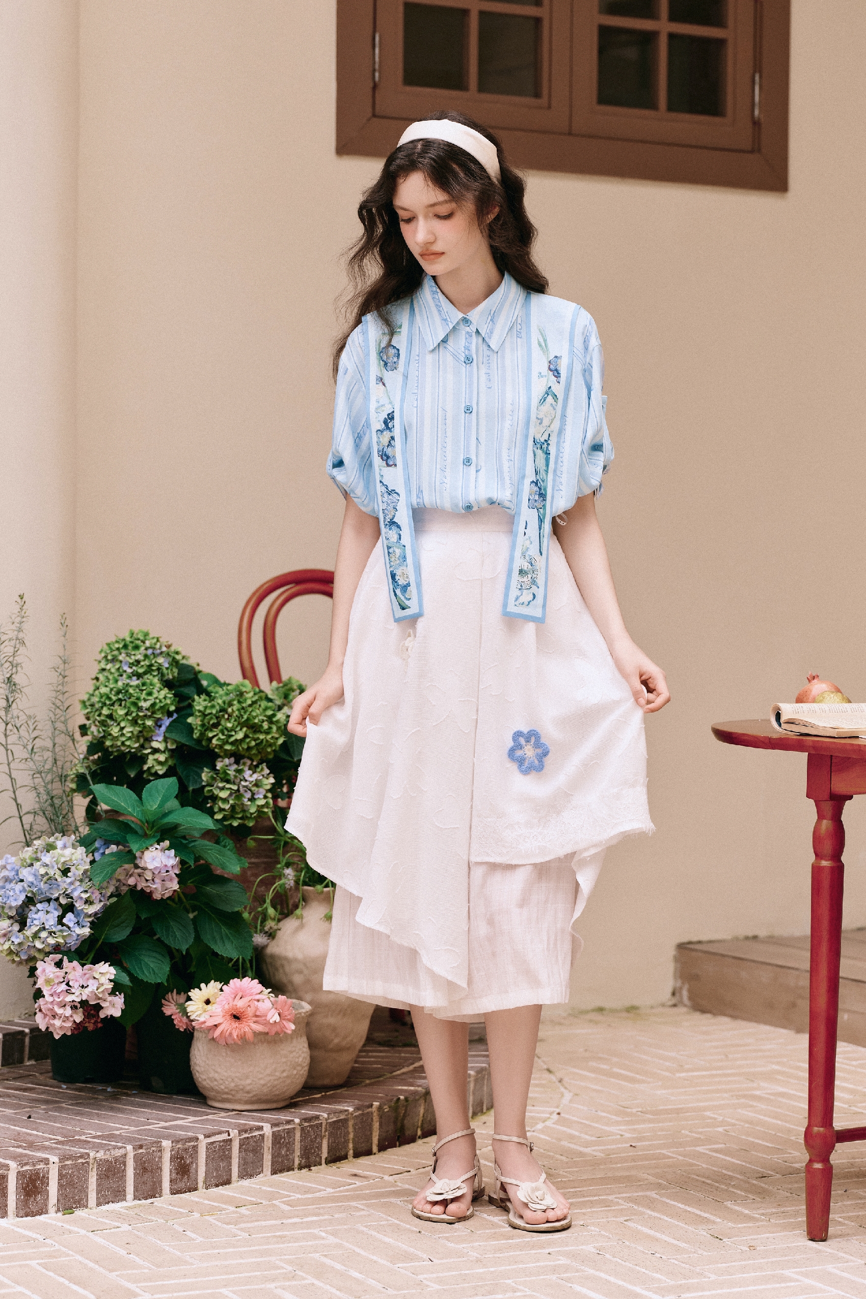 Waist-tucked Chiffon Shirt