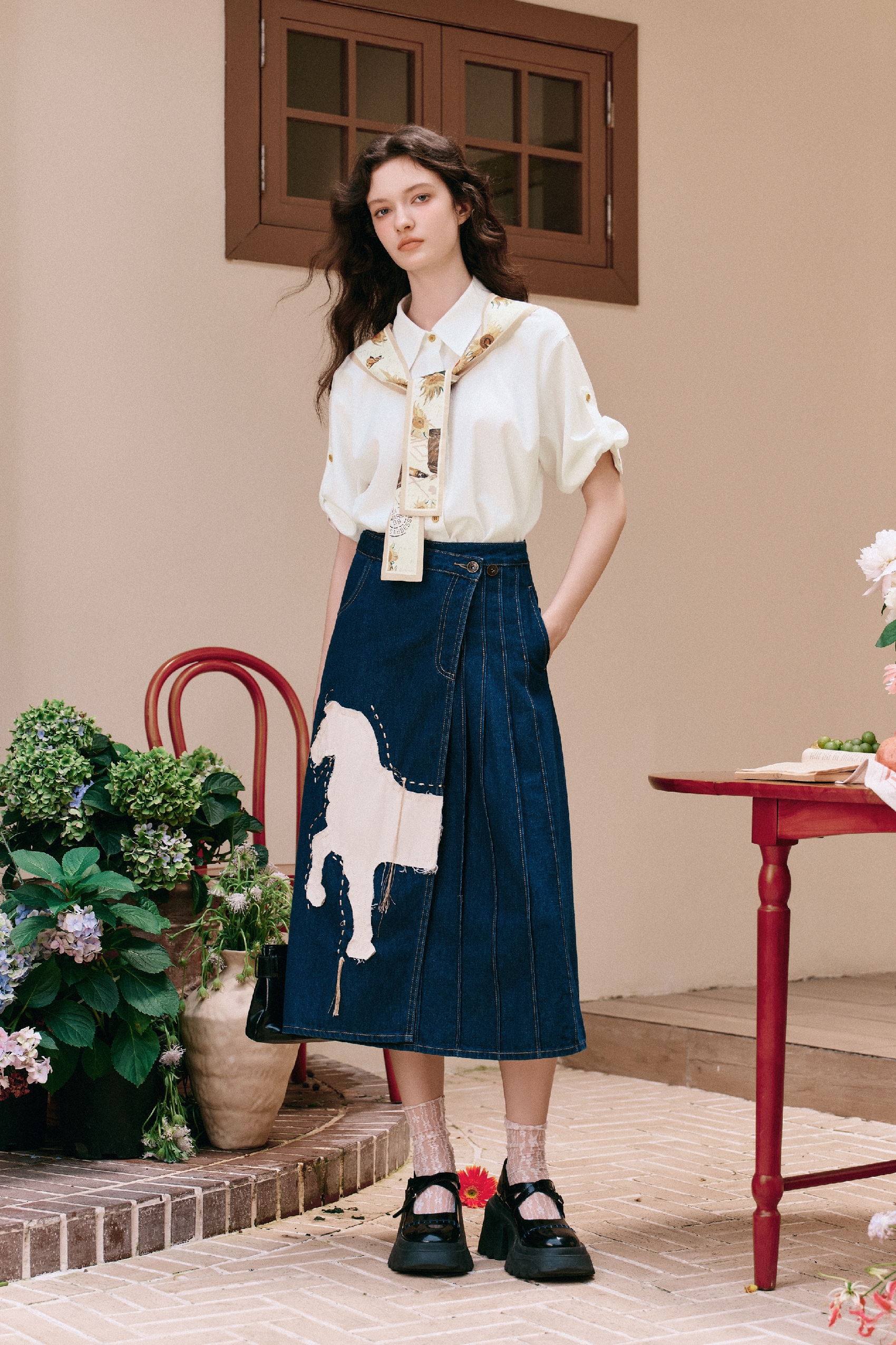 Waist-tucked Chiffon Shirt