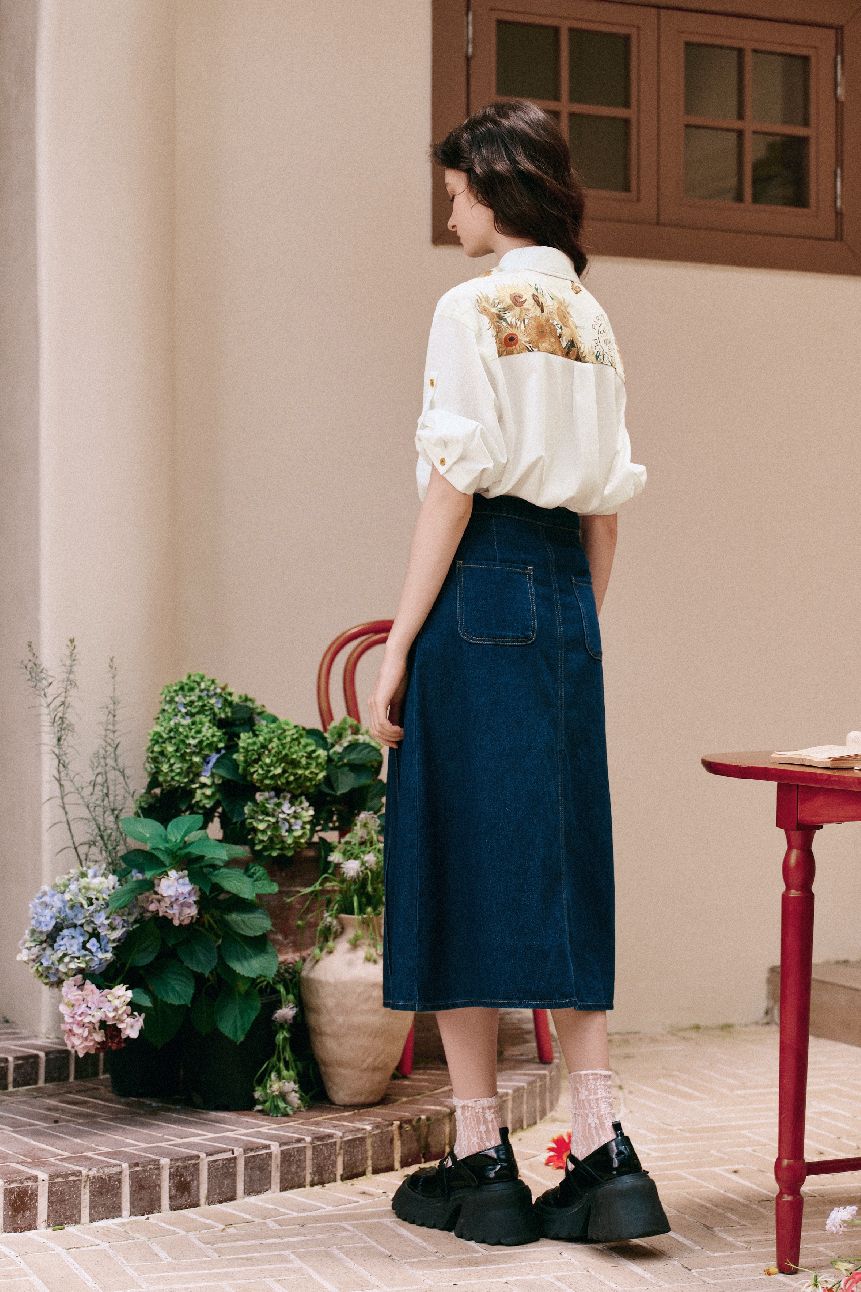 Waist-tucked Chiffon Shirt
