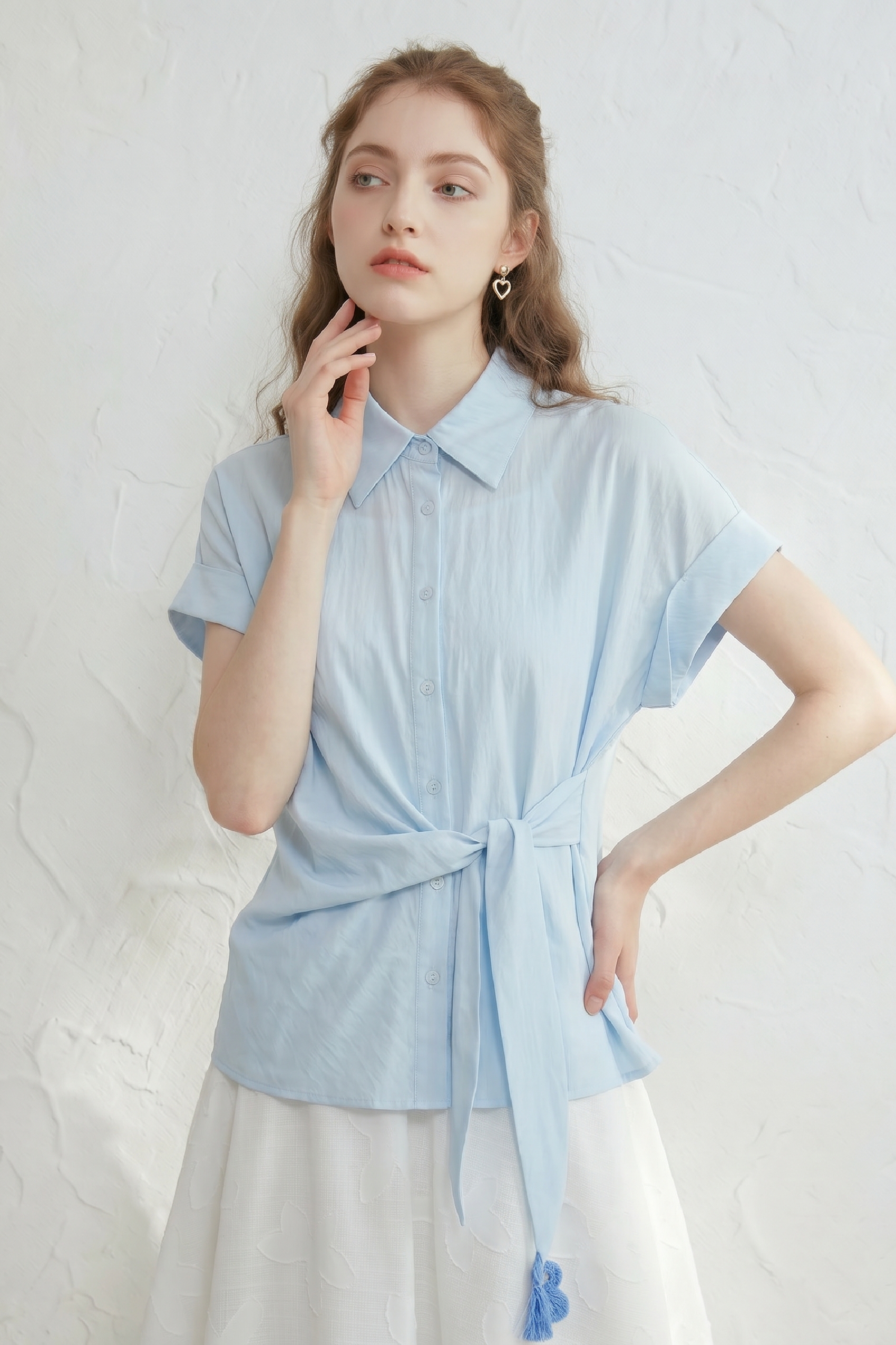Ribbon-tie Short-sleeve Shirt