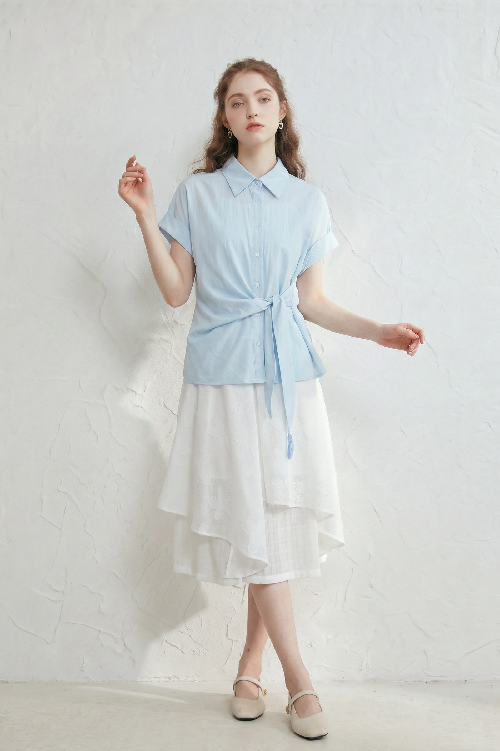 Ribbon-tie Short-sleeve Shirt
